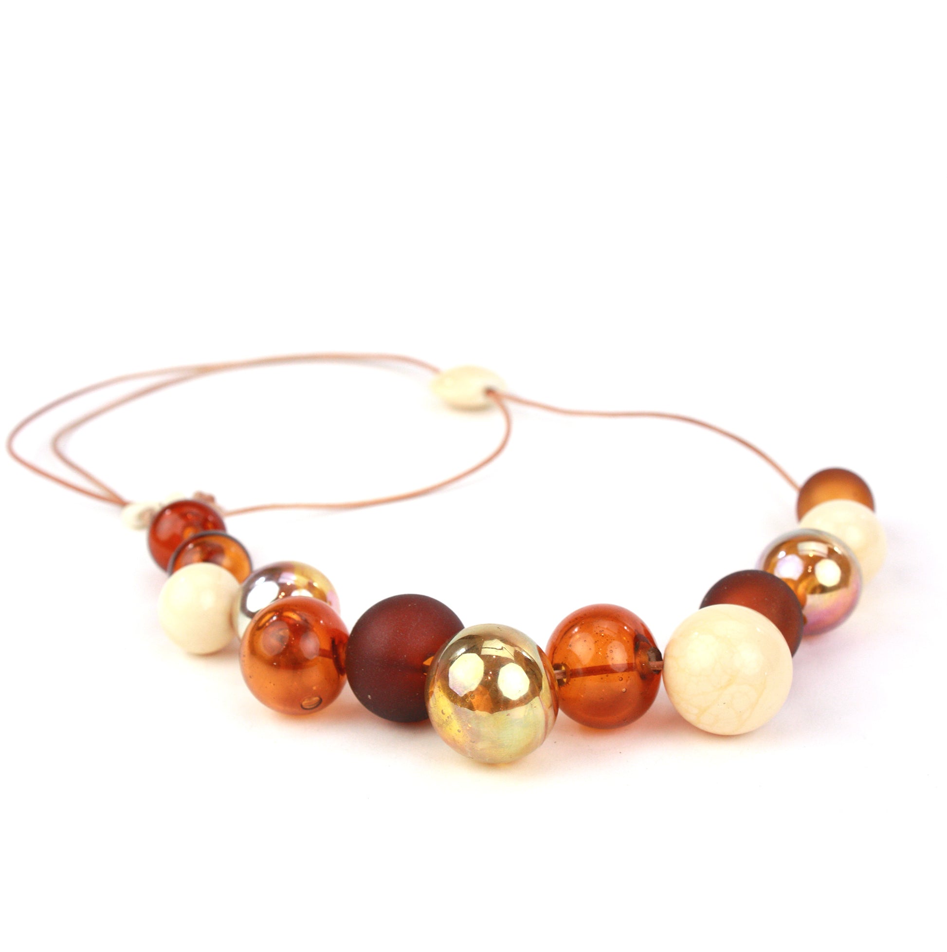 Offset Bolla Adjustable Leather and Glass Bead Necklace