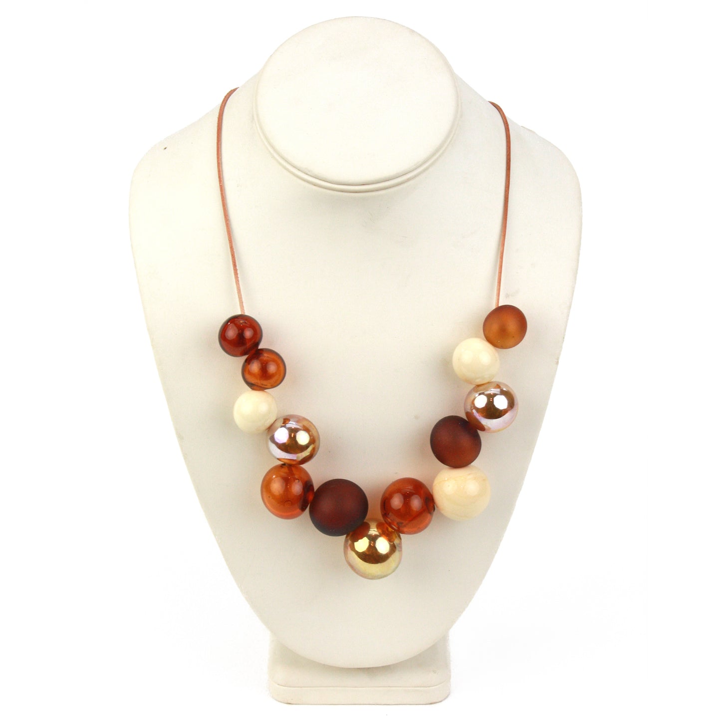 Offset Bolla Adjustable Leather and Glass Bead Necklace