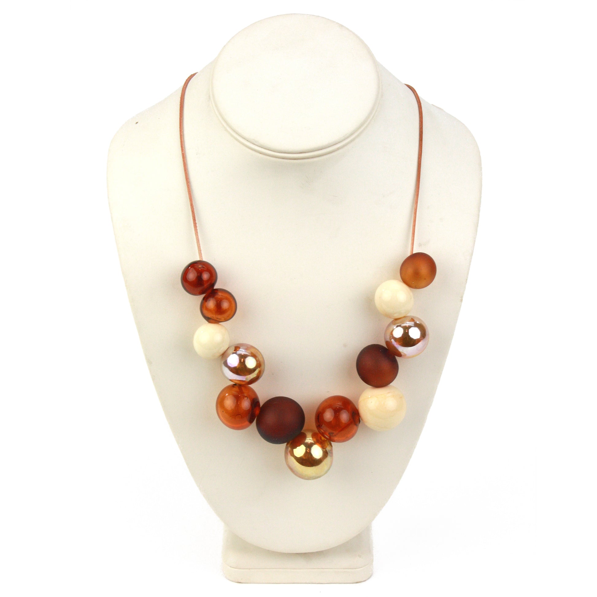 Offset Bolla Adjustable Leather and Glass Bead Necklace