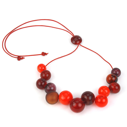 Bolla offset necklace -Mixed shades of reds and oranges