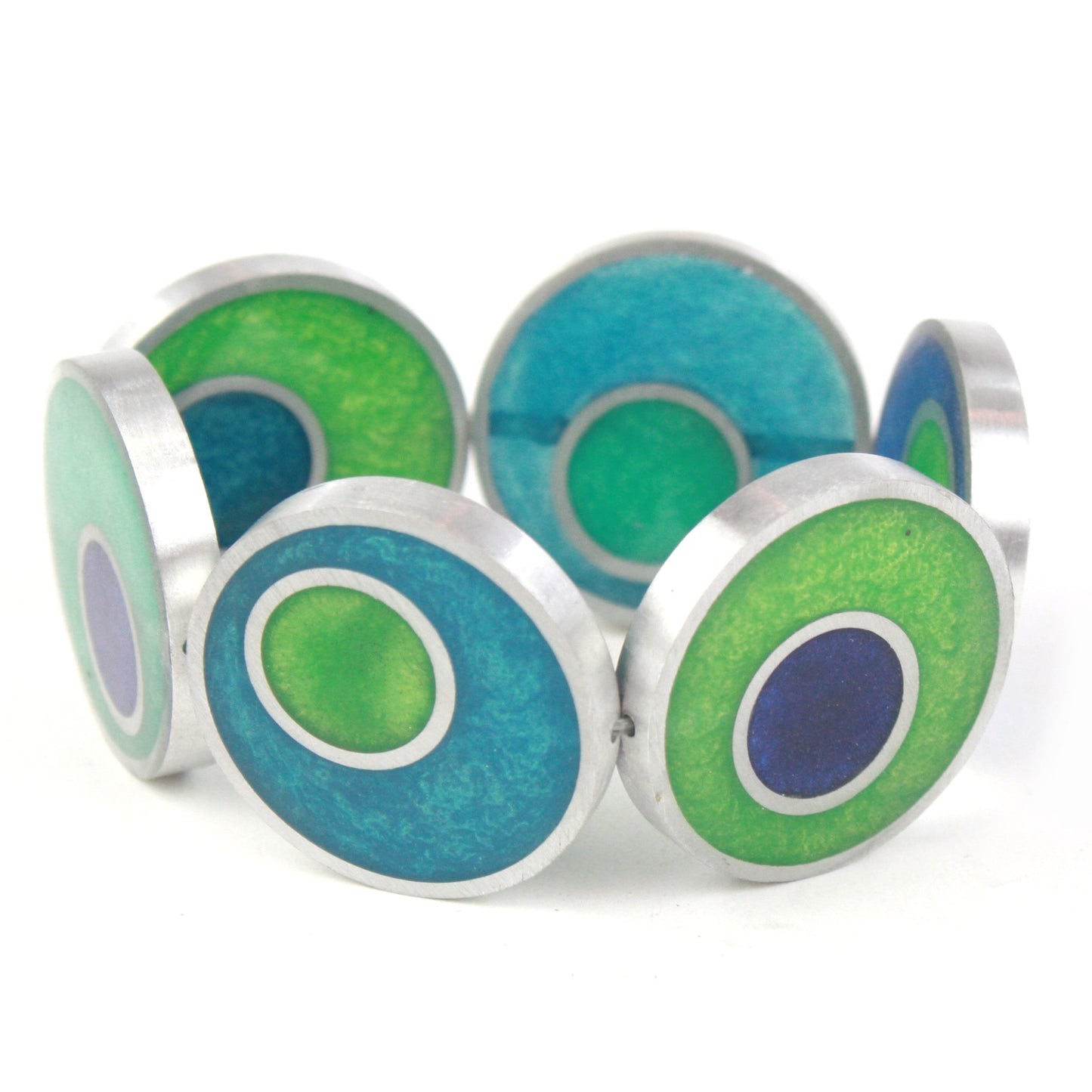 Resinique Double Circle Bracelet – Blue & Green Elegance
