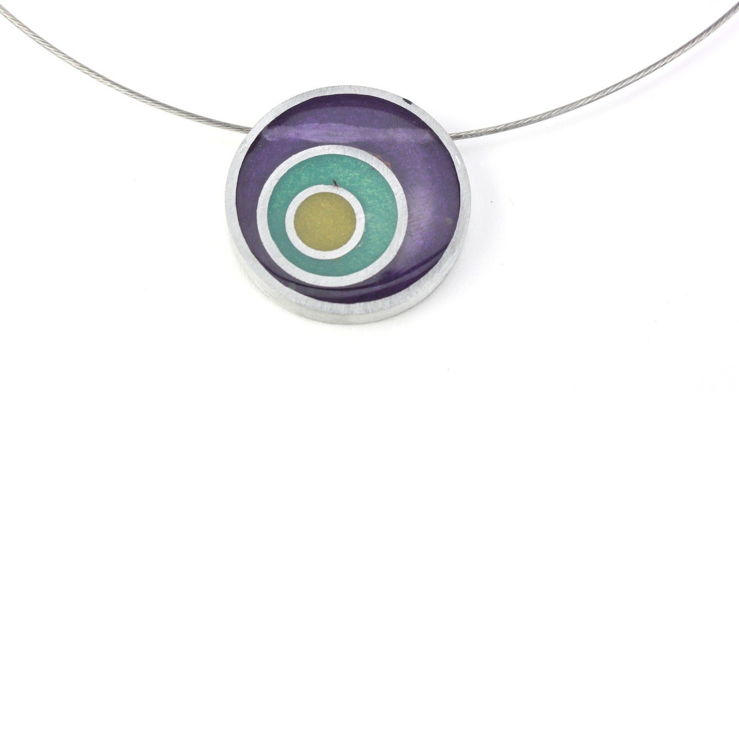 Resinique triple circle necklace - Purple, seafoam and yellow