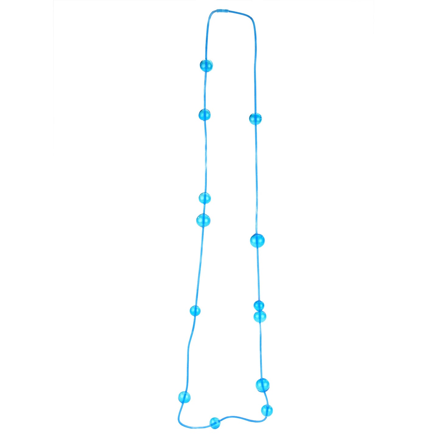 Orbit Necklace in Aqua featuring handblown glass beads on a hand-dyed silicone cord. Adjustable design allows for long or layered styling options.