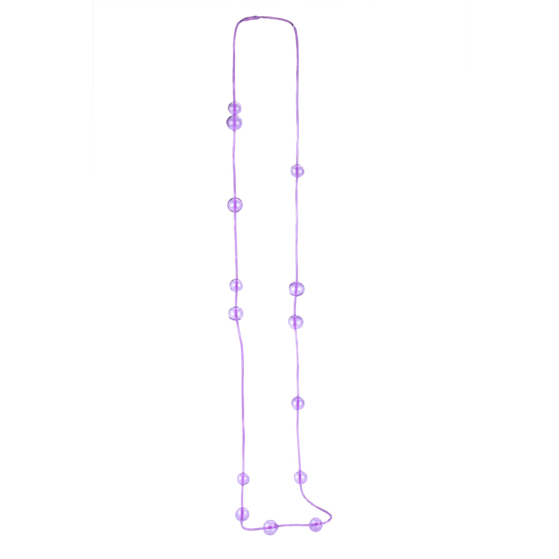 Color-Changing Orbit Necklace with handblown glass beads that transition from purple to blue under fluorescent light. Strung on a hand-dyed silicone cord.