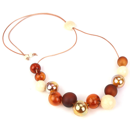 Bolla offset necklace -Amber, ivory and gold