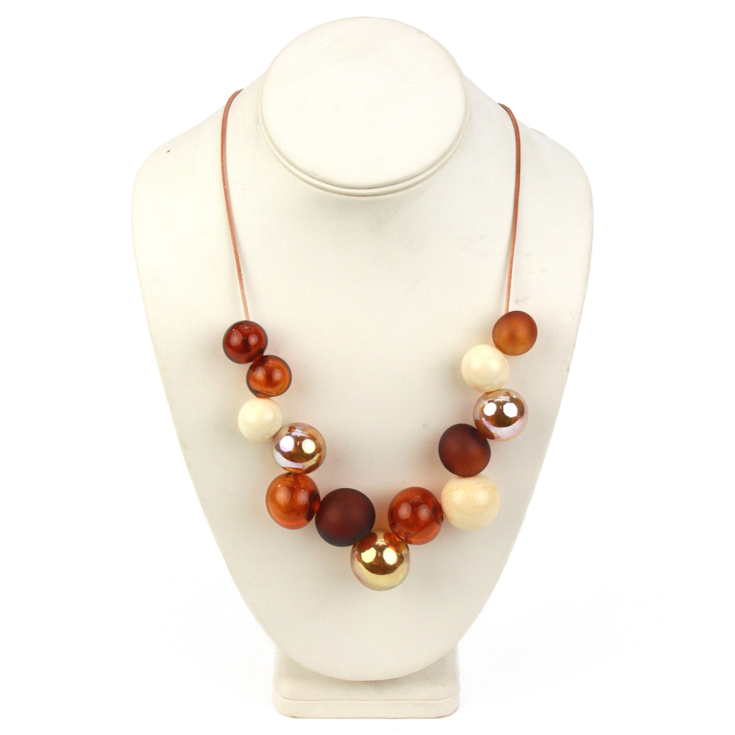 Bolla offset necklace -Amber, ivory and gold