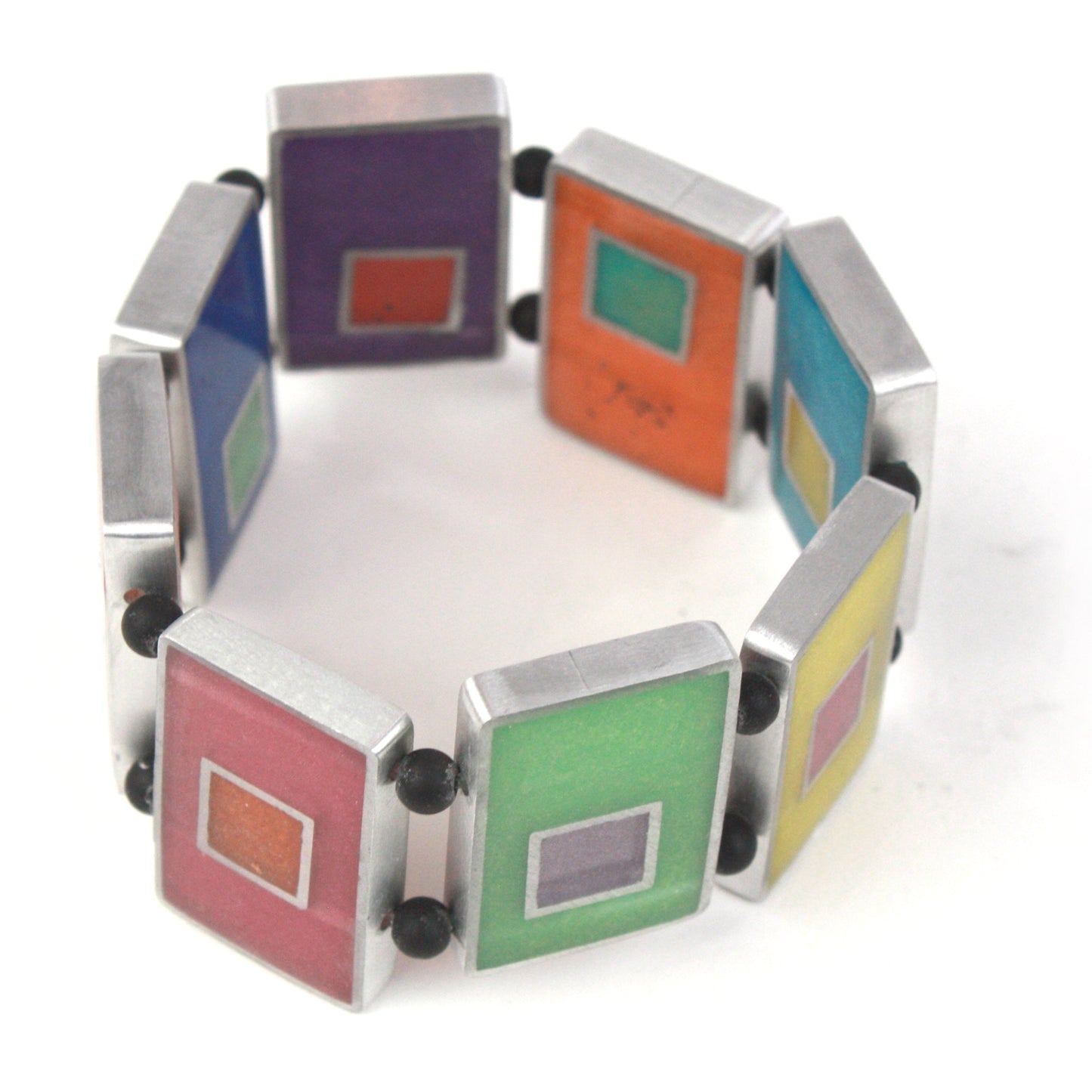 Resinique rectangle bracelet - Multi colored -wholesale