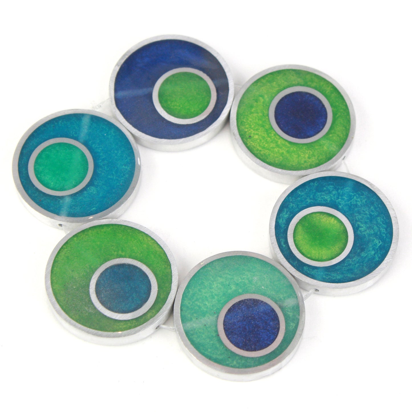 Resinique double circle bracelet - blues and greens