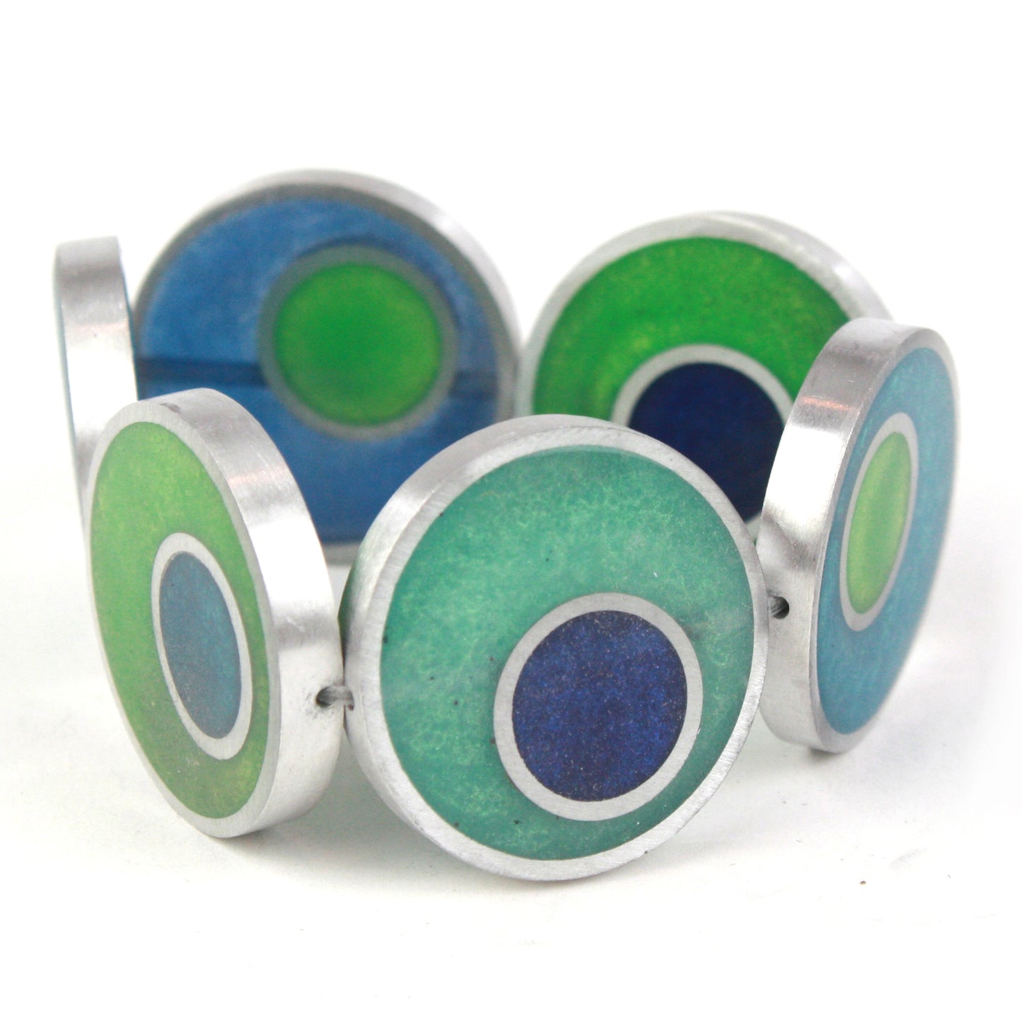 Resinique double circle bracelet - in blues and greens