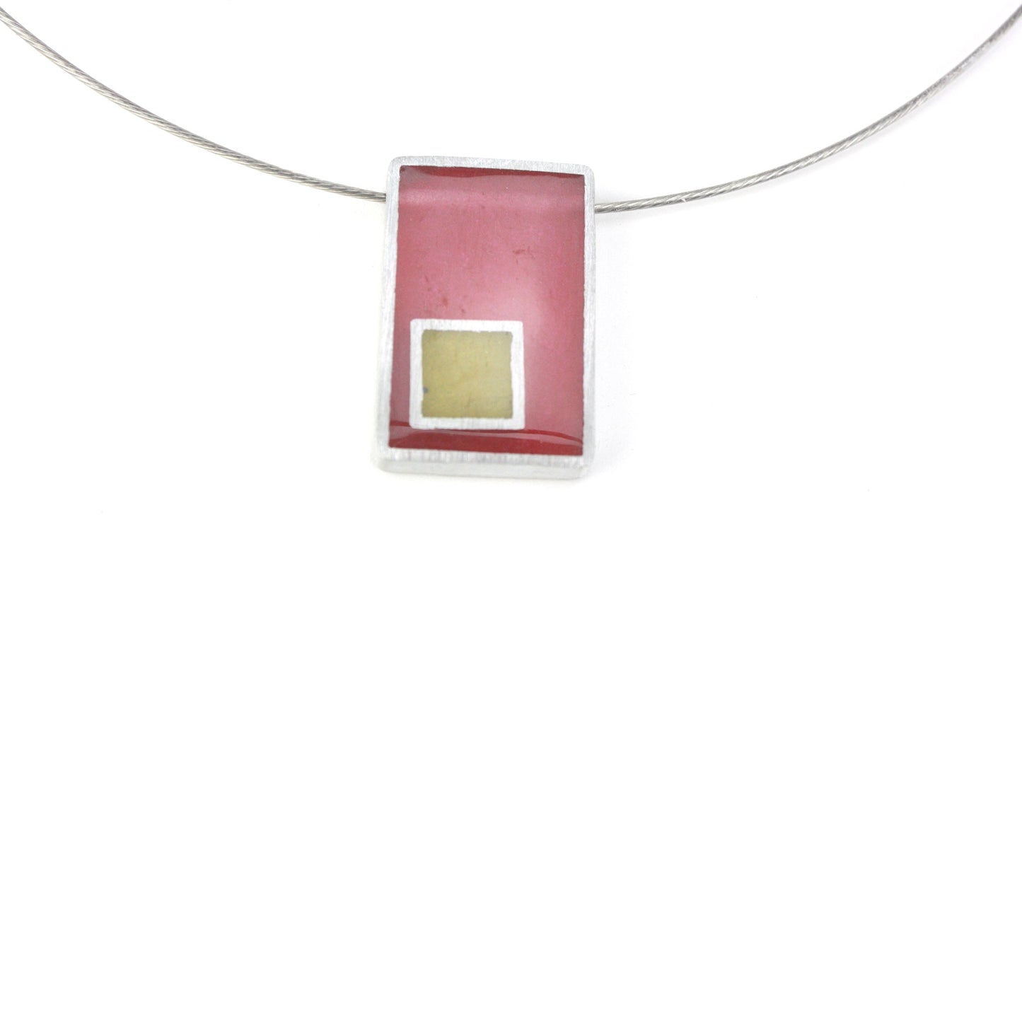 Resinique rectangle and square necklace - Pink and yellow -wholesale