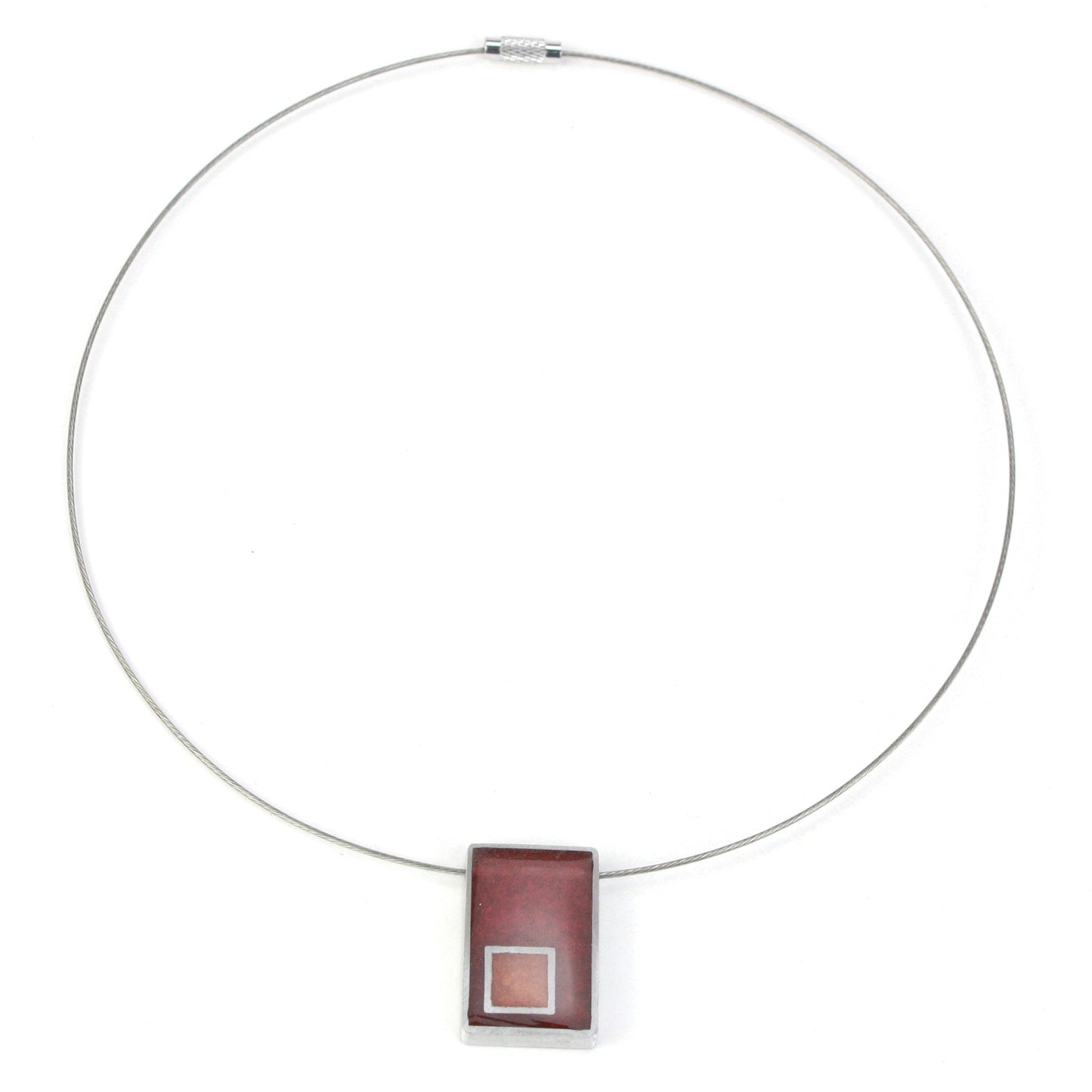 Resinique rectangle and square necklace - Ruby red and orange -wholesale