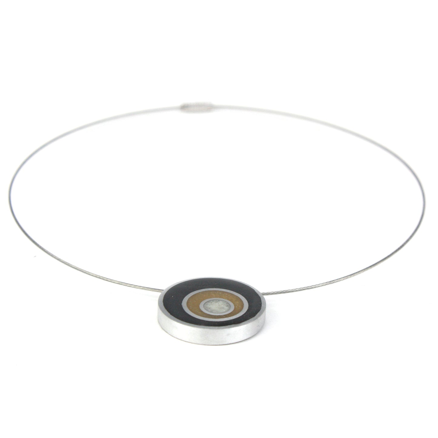 Resinique triple circle necklace - Black, gold and white