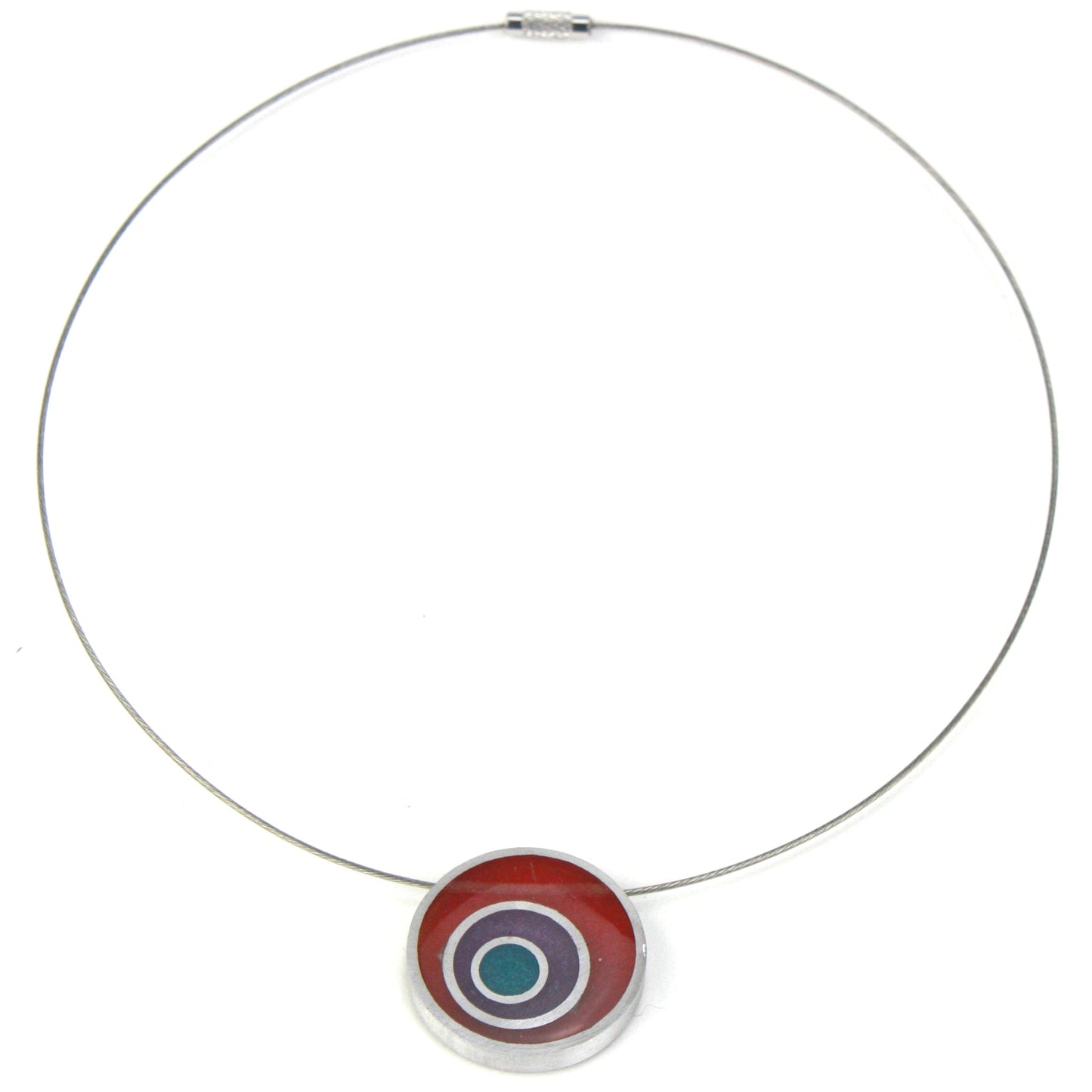 Resinique triple circle necklace - Red, purple and turquoise