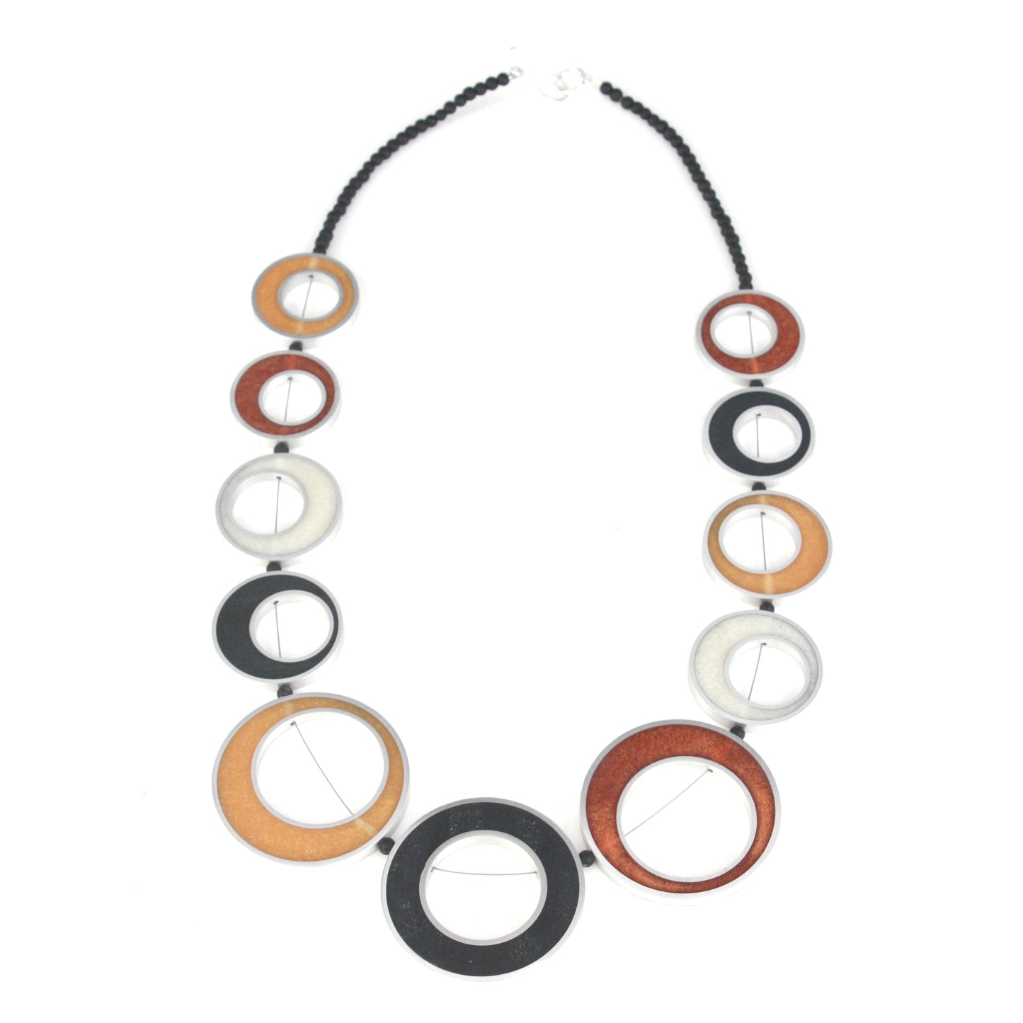 Resinique spotlight necklace - black, white and copper