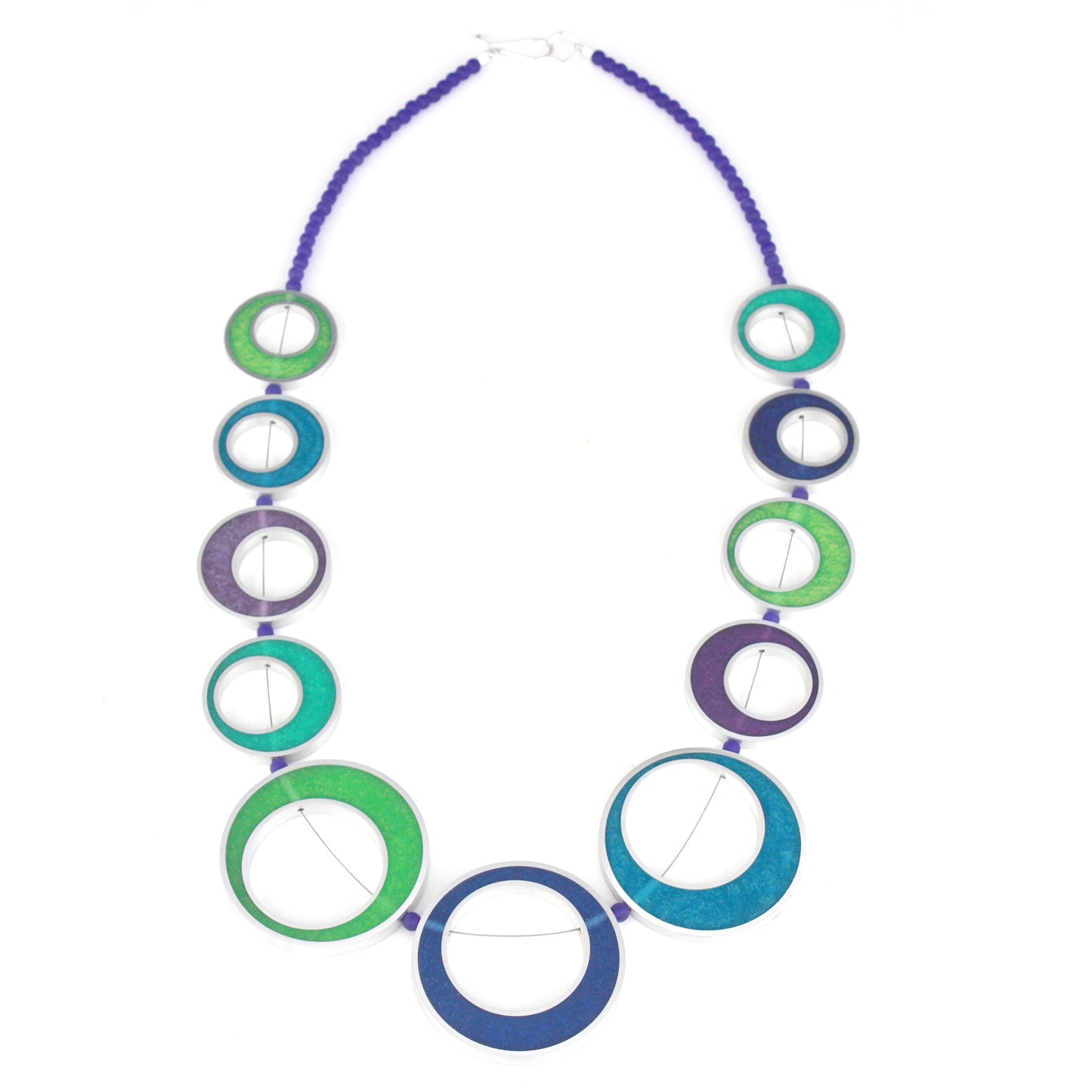 Resinique spotlight necklace - blues and greens