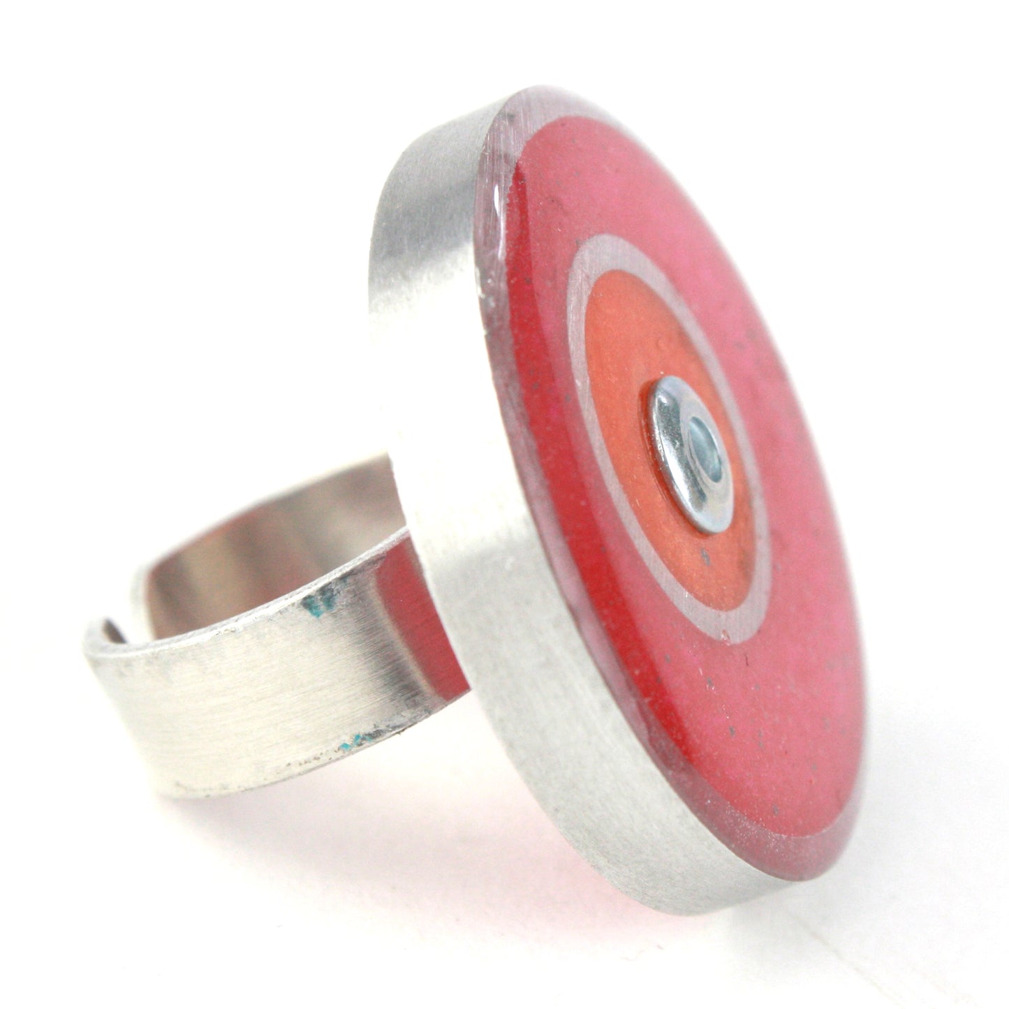 Resinique double circle ring - Pink and orange