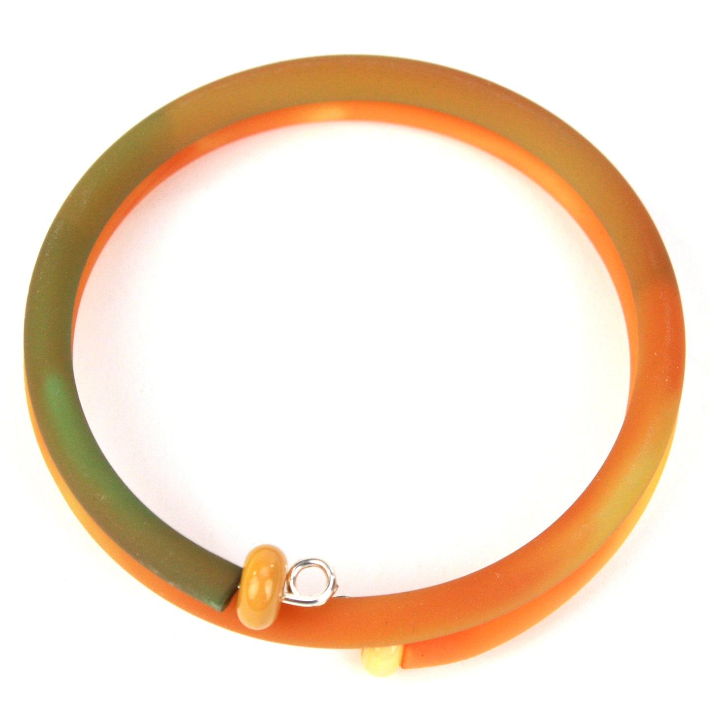 Double wrap bracelet -Amber, orange and green