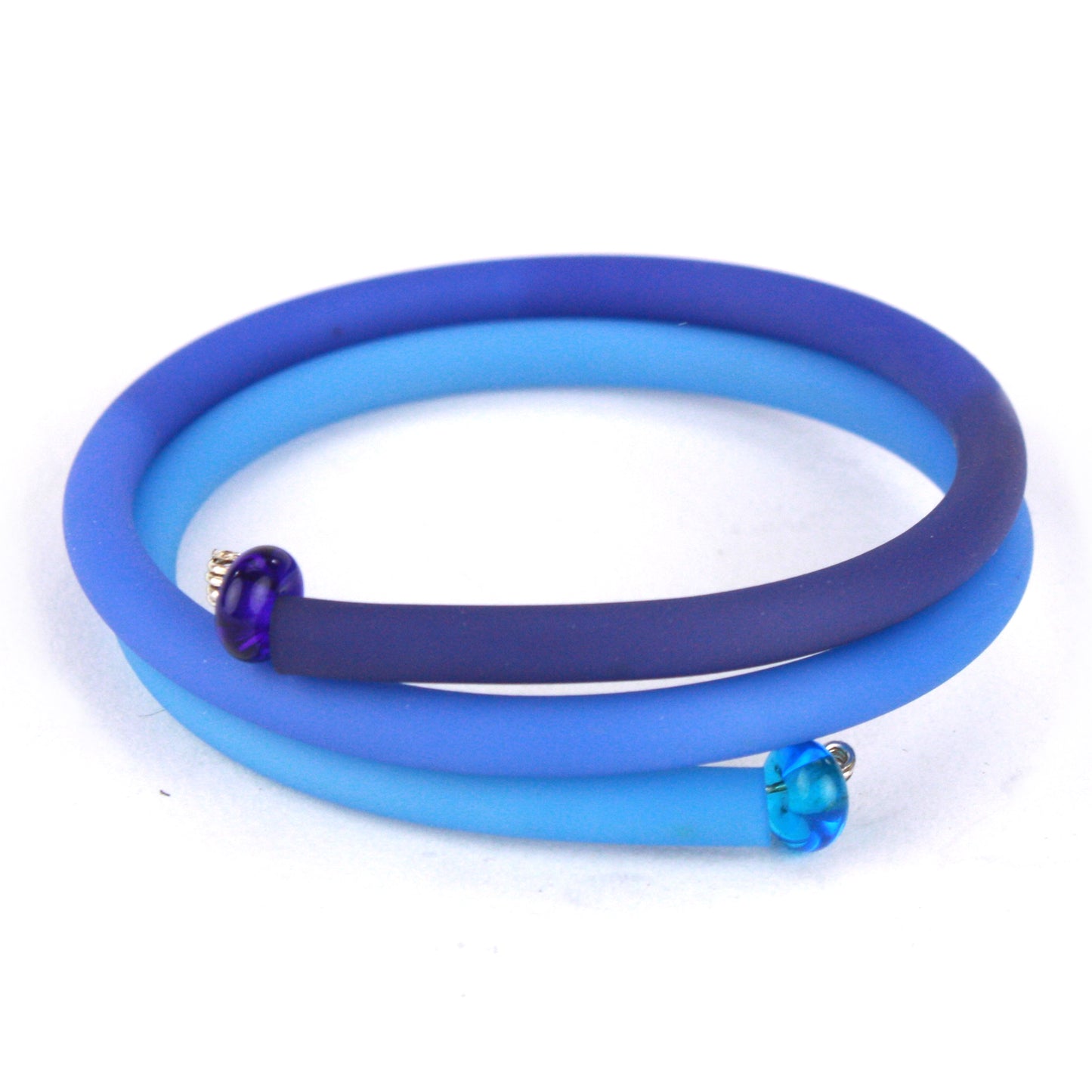 Double wrap bracelet - medium blue to dark blue