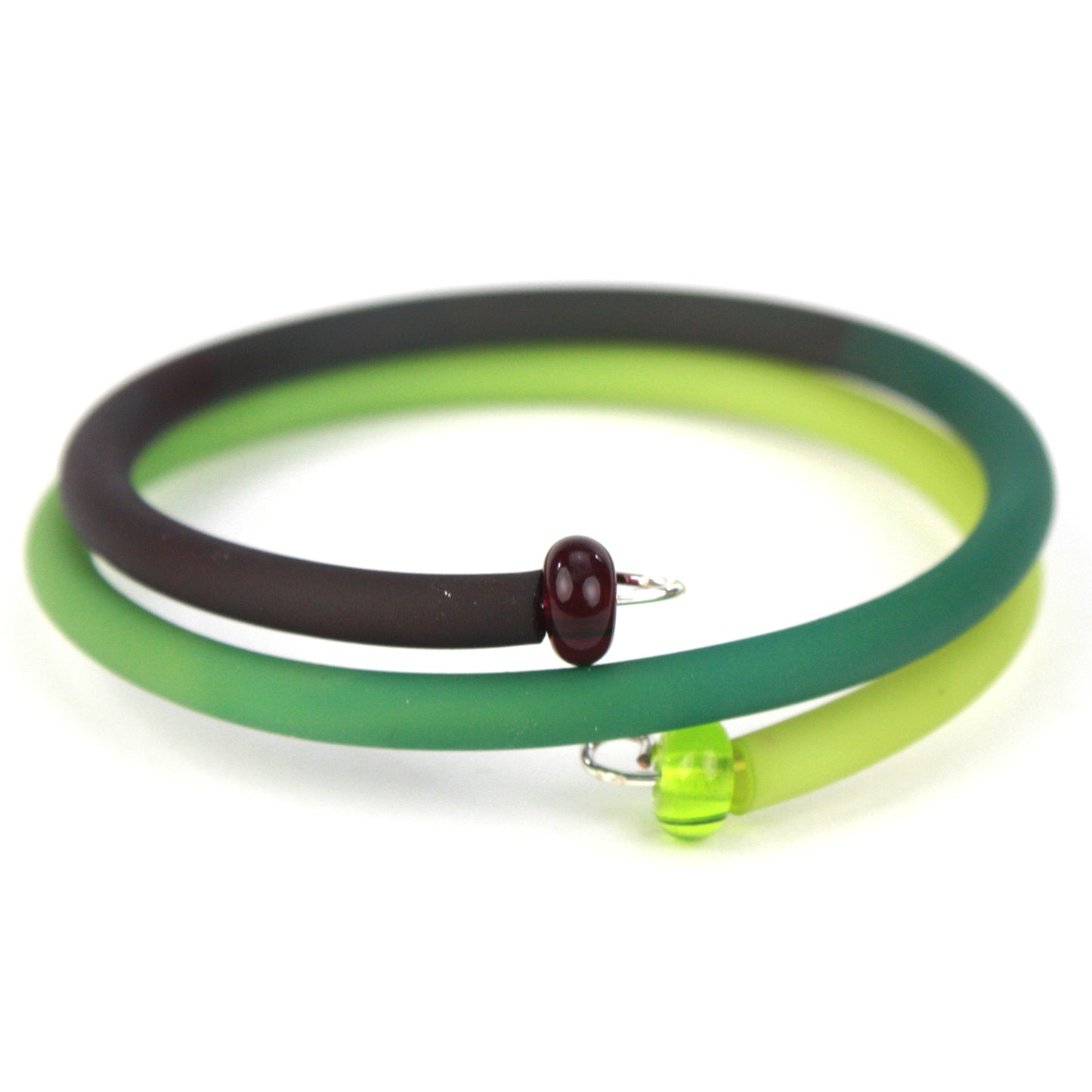 Double wrap bracelet - Green and dark red