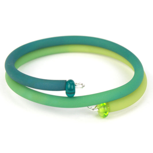 Double wrap bracelet - Green and teal