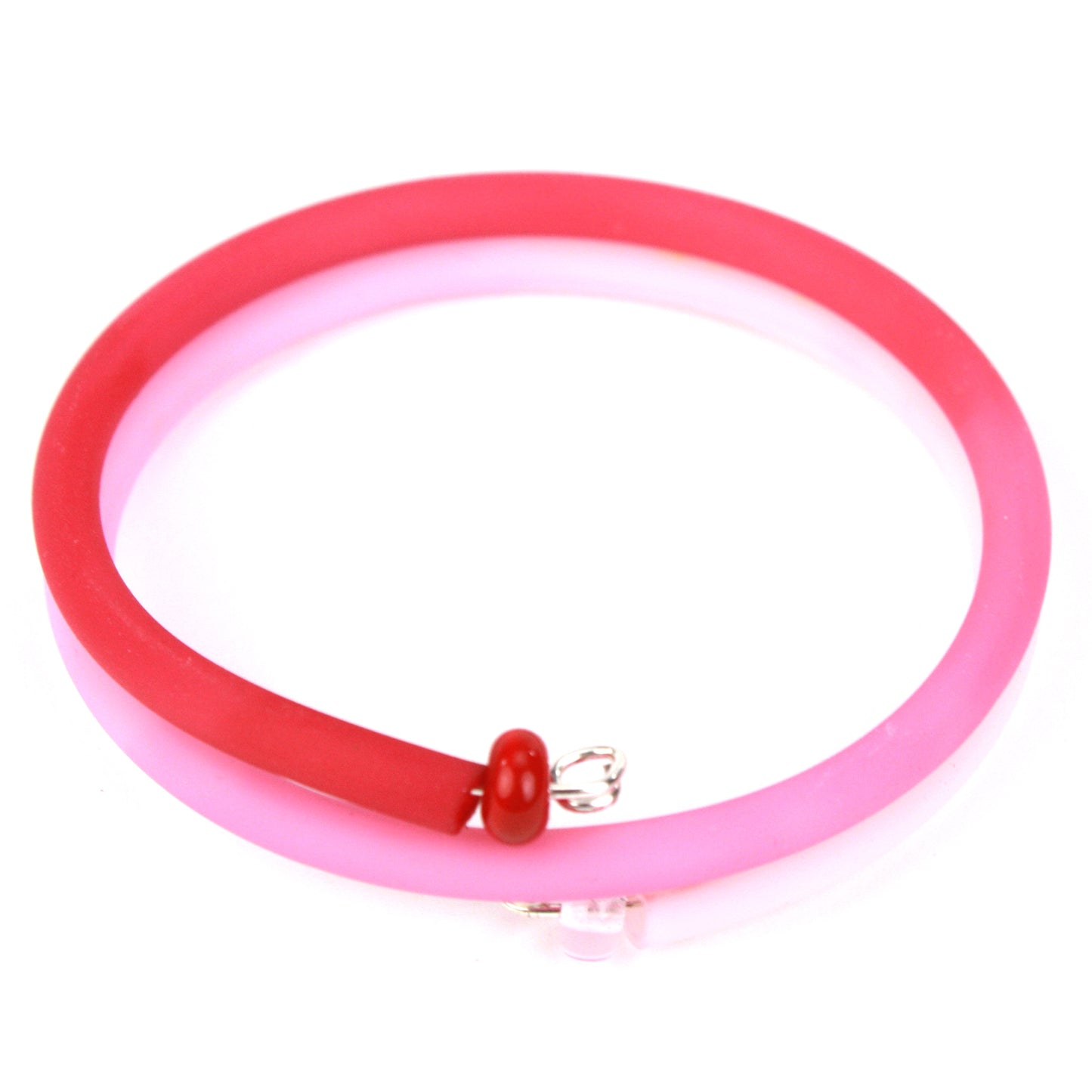 Double wrap bracelet - Light pink and red