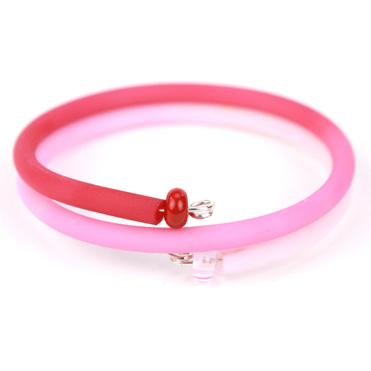 Double wrap bracelet - Light pink and red