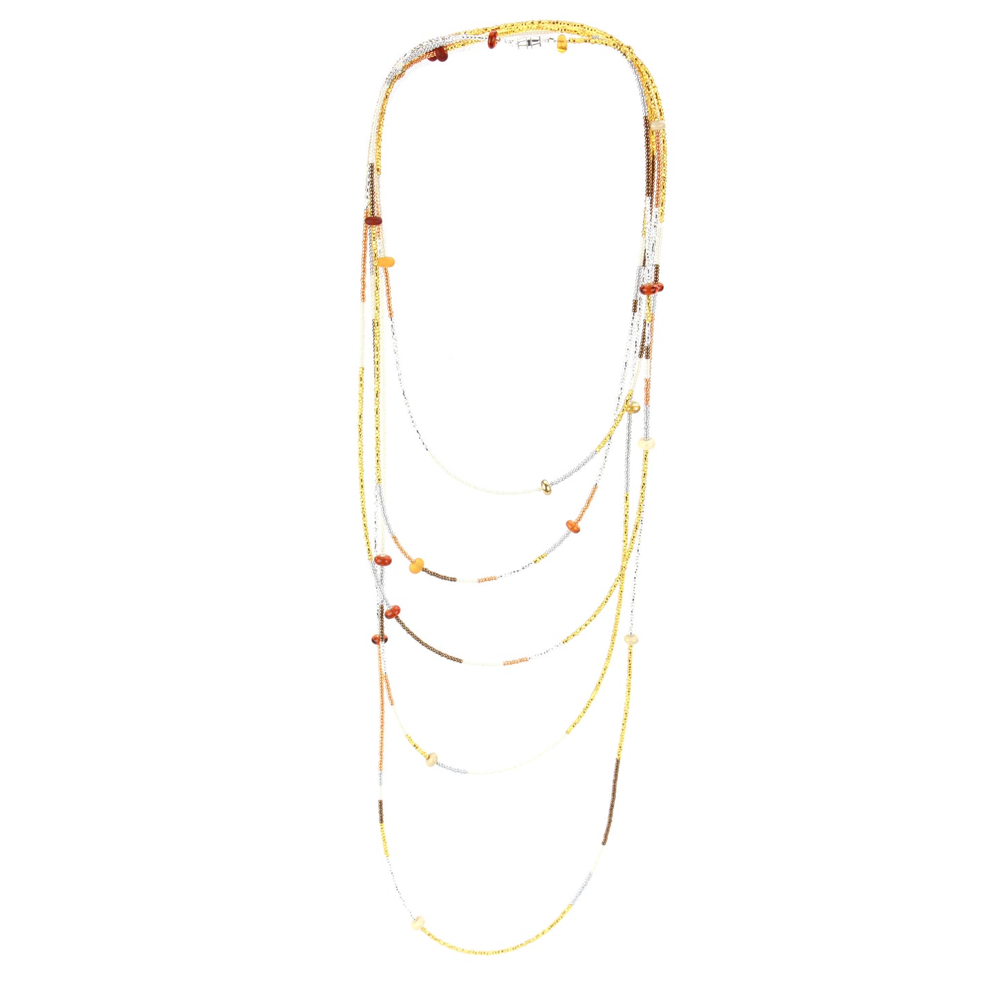12 foot necklace -Amber, ivory and gold