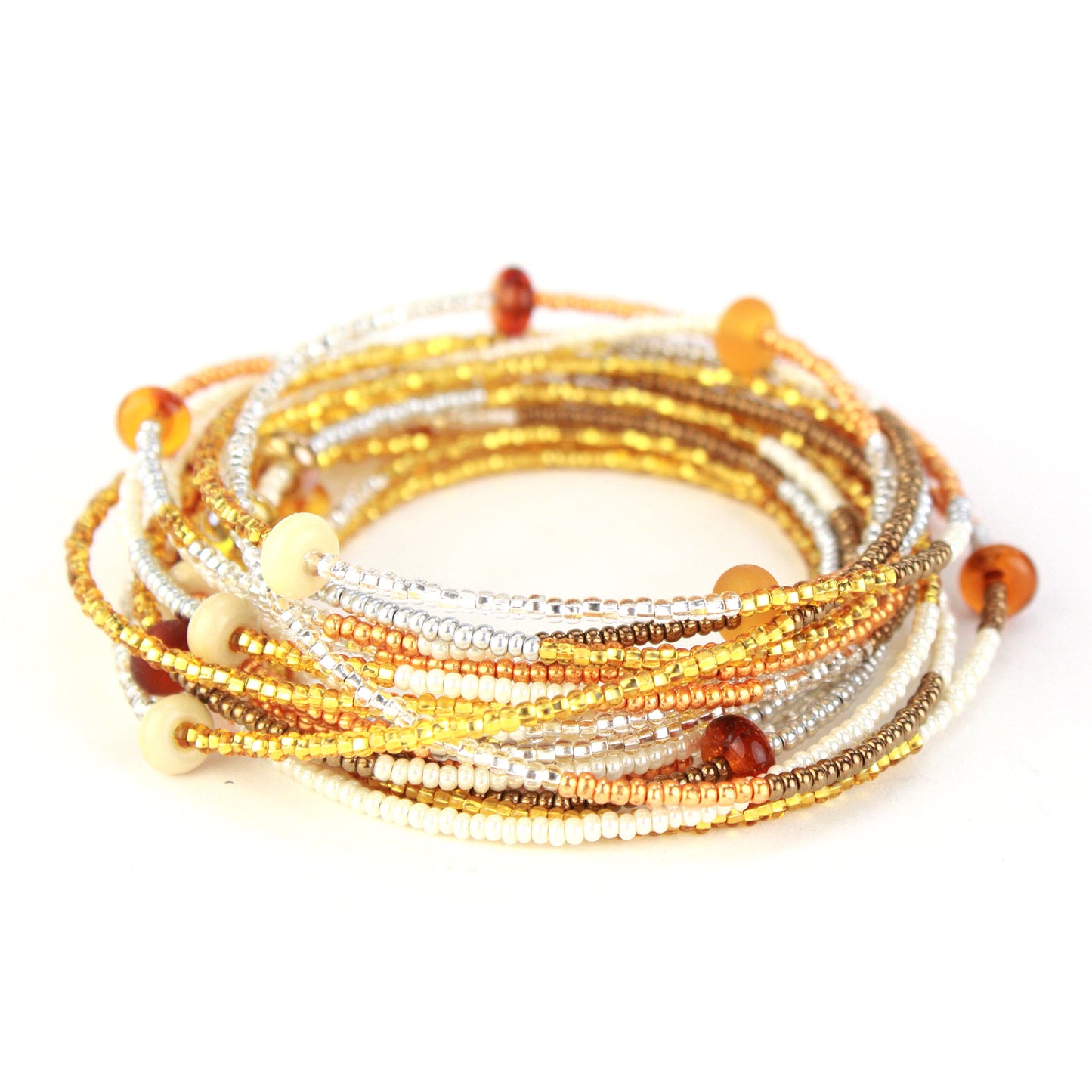 12 foot necklace -Amber, ivory and gold