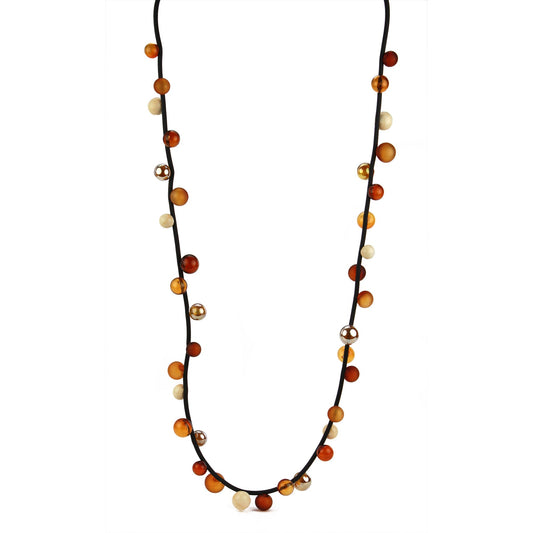 Bolla Necklace Long -Amber, ivory and gold