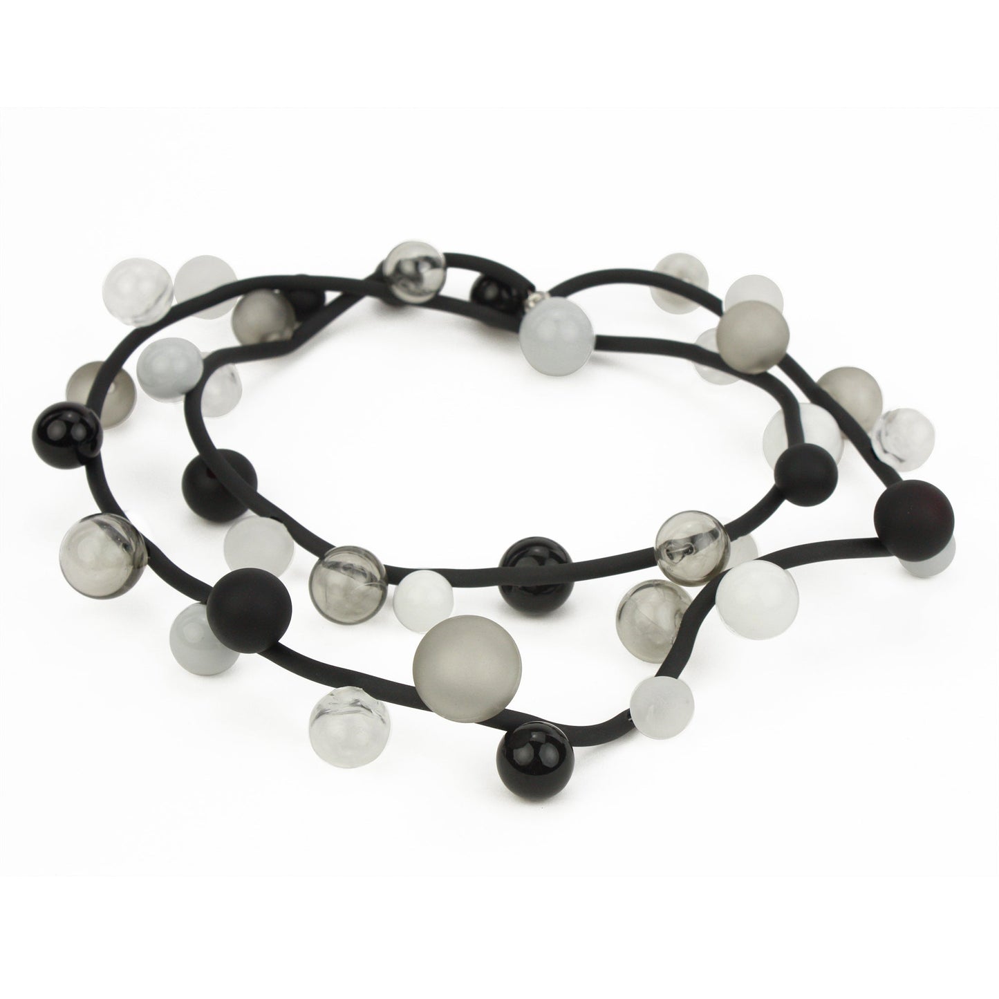 Bolla Necklace Long -Black, white and grey
