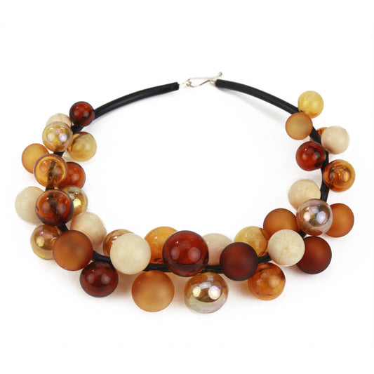 Bolla full cluster necklace - amber, ivory and gold