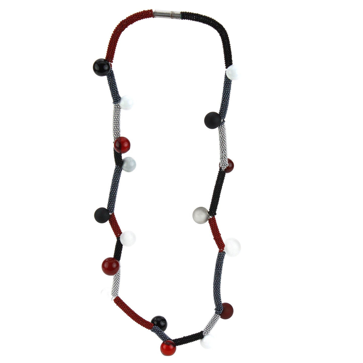 Bolla Zig Zag necklace - black, white and red