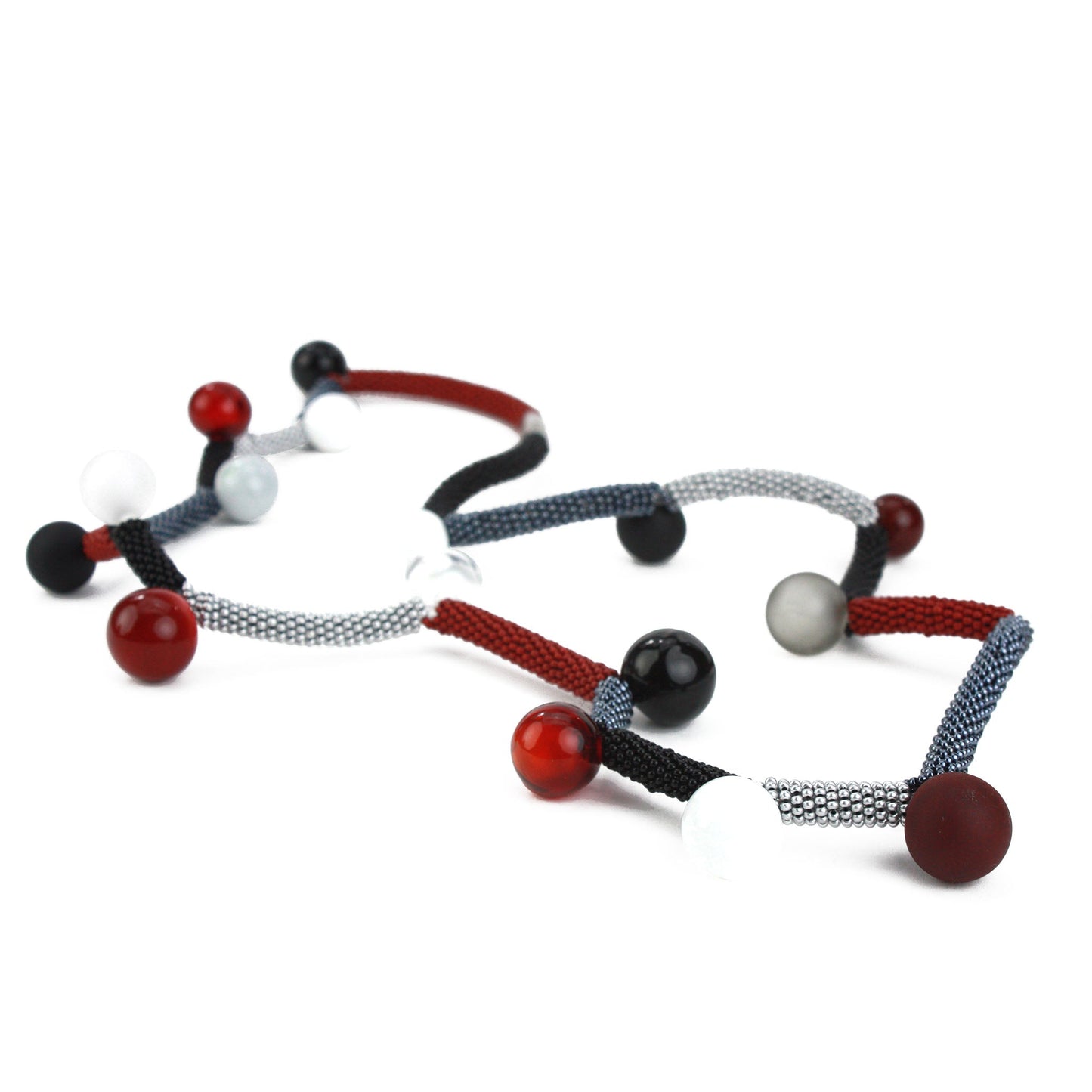 Bolla Zig Zag necklace - black, white and red