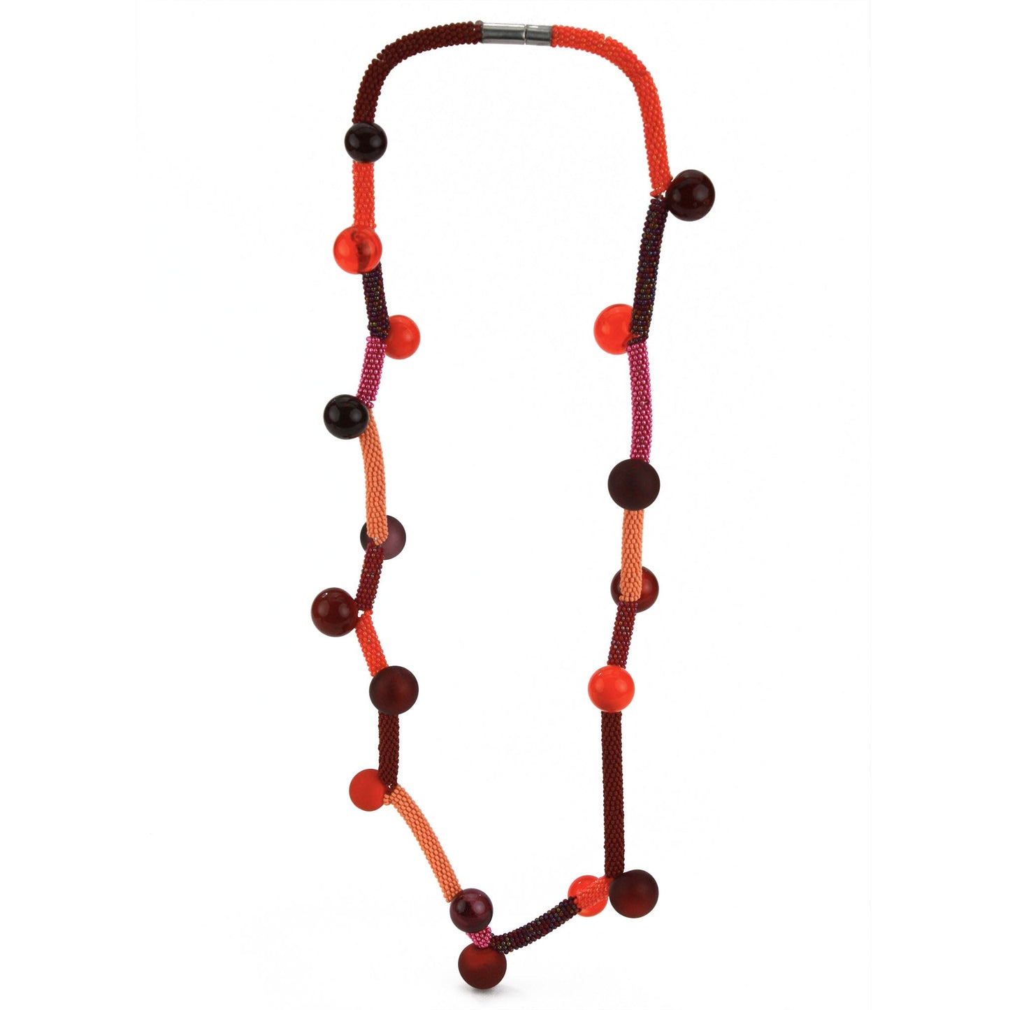 Bolla Zig Zag necklace - mixed shades of reds