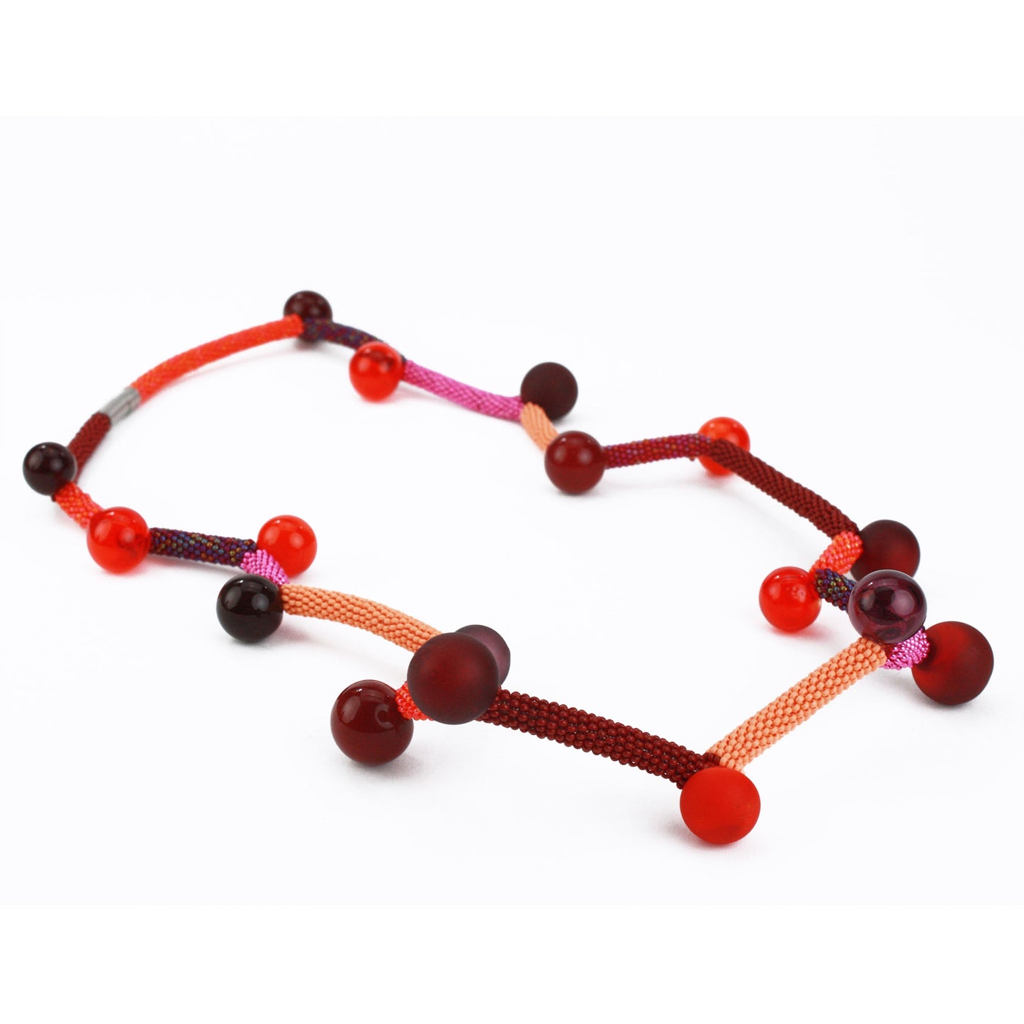 Bolla Zig Zag necklace - mixed shades of reds