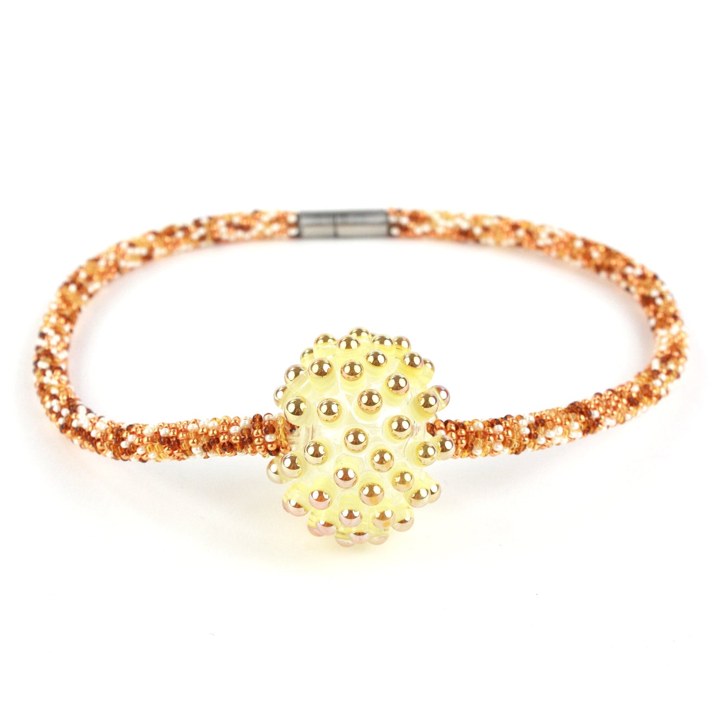 Stacked dot solo necklace-amber, ivory and gold