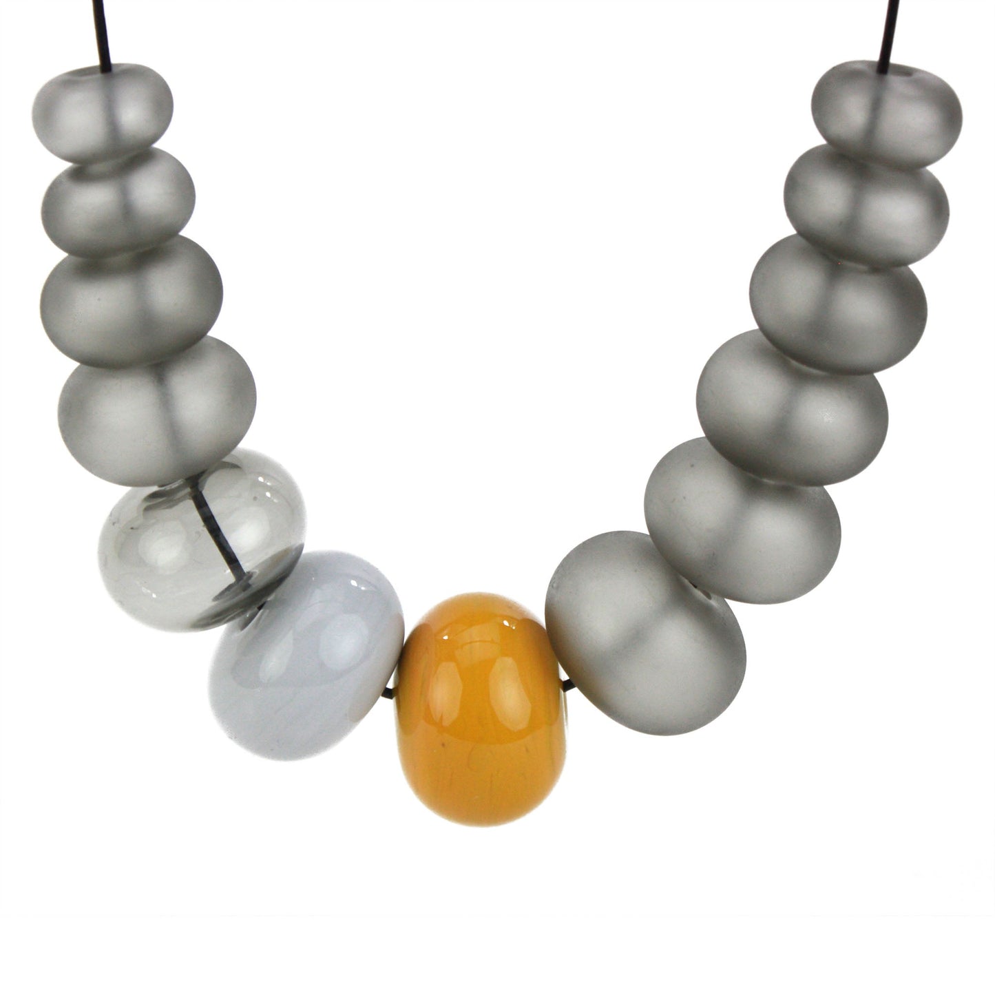 13 Bead Bubble Necklace -grey, yellow and dove grey