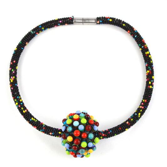 Stacked dot solo necklace-multi colored