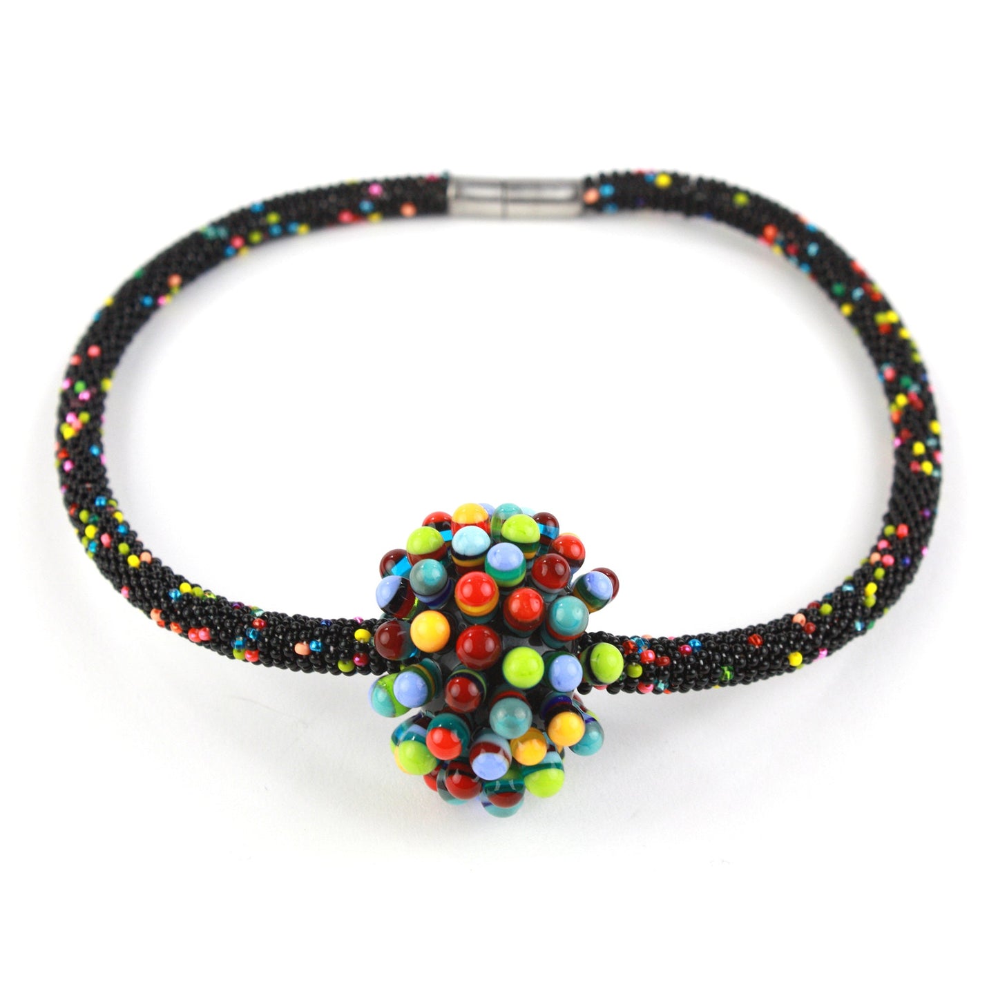 Stacked dot solo necklace-multi colored