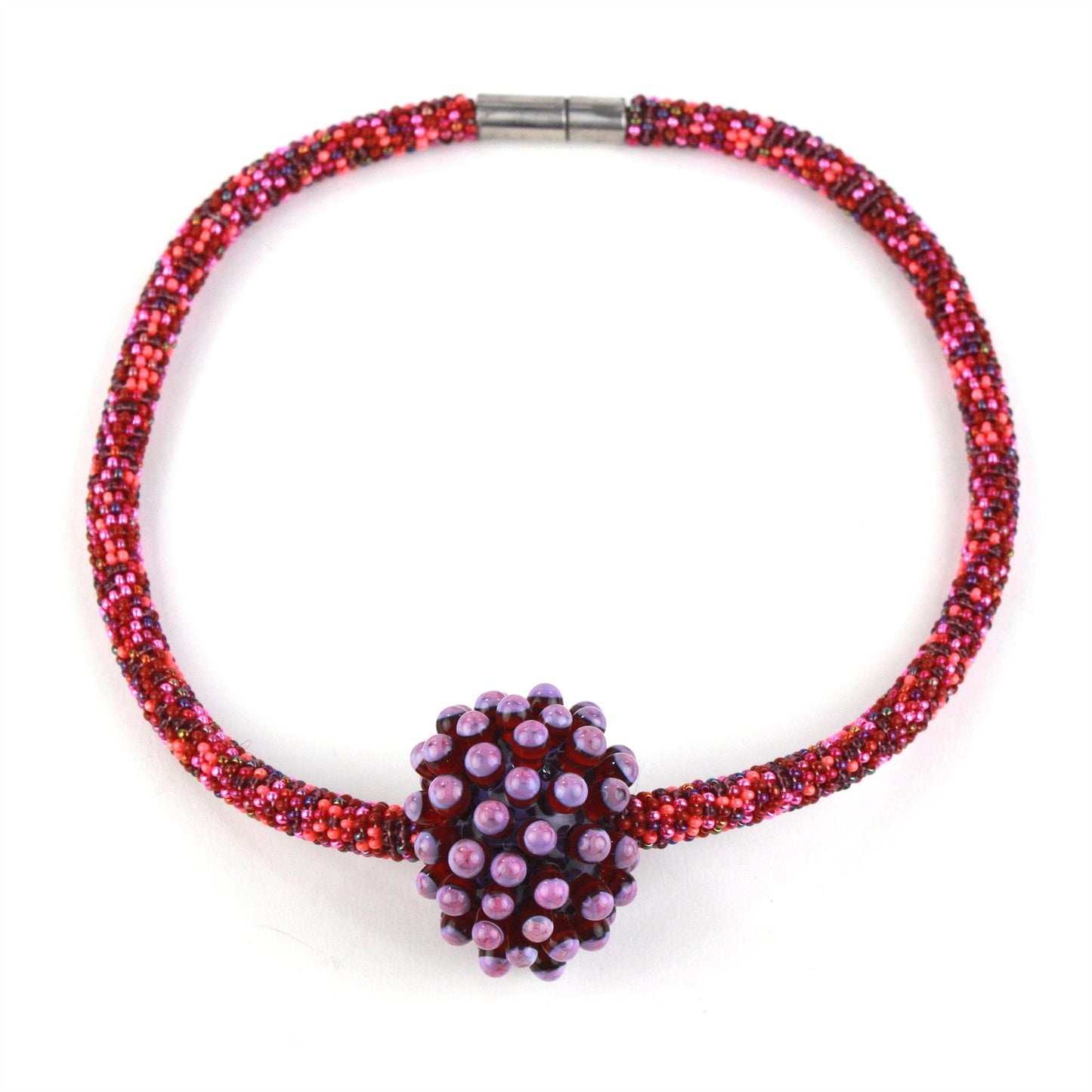 Stacked dot solo necklace-reds
