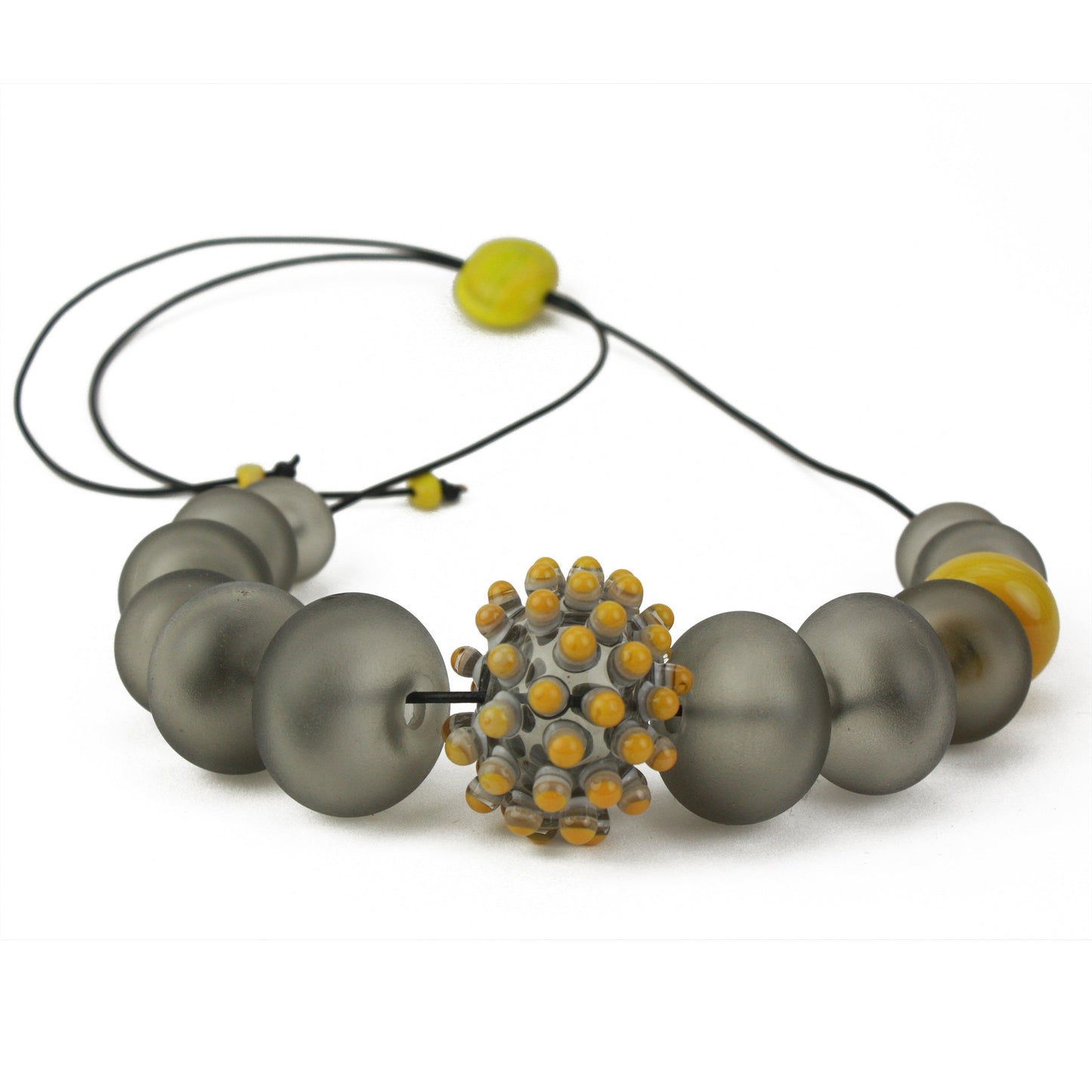 Wholesale -Stacked dot necklace -Grey and yellow