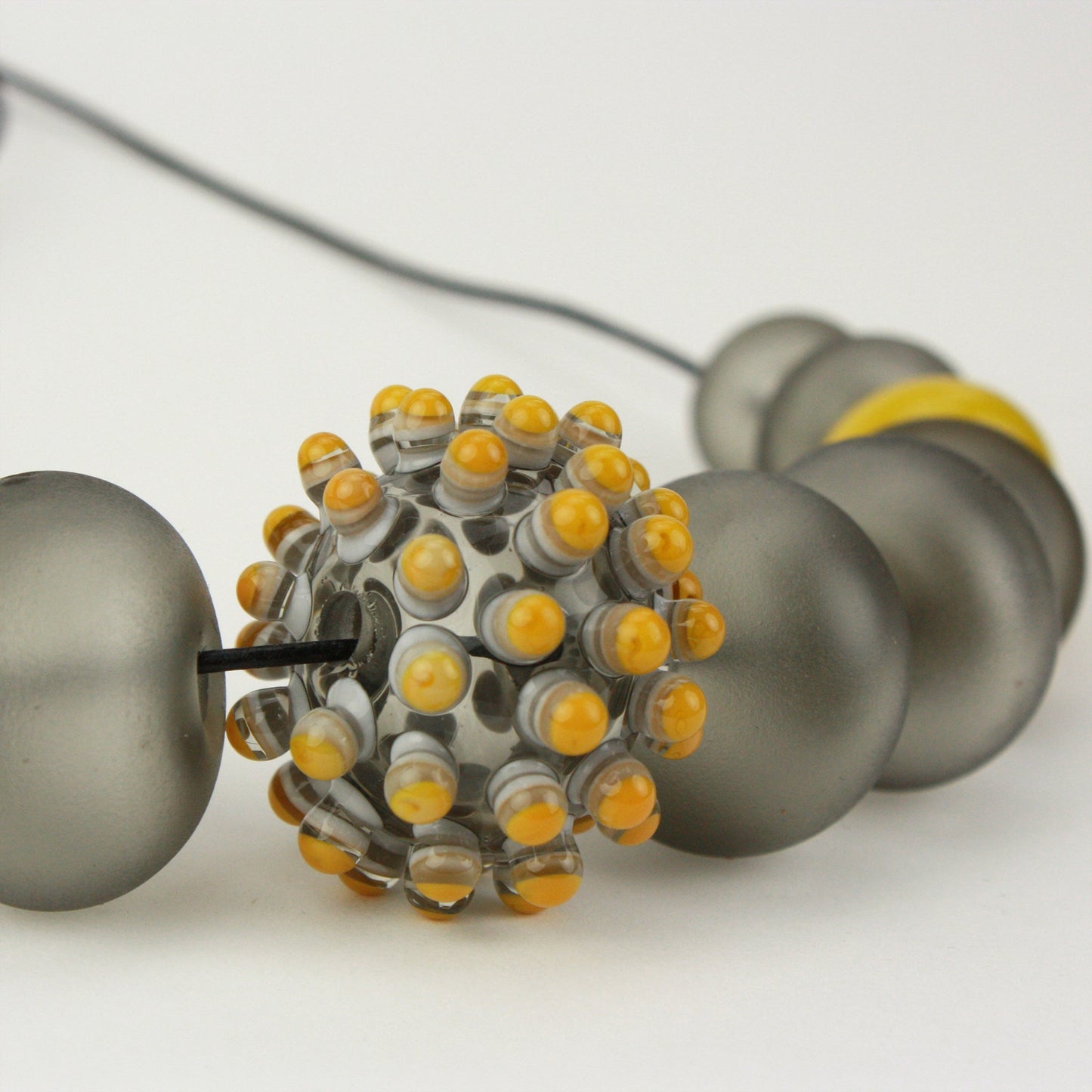Wholesale -Stacked dot necklace -Grey and yellow