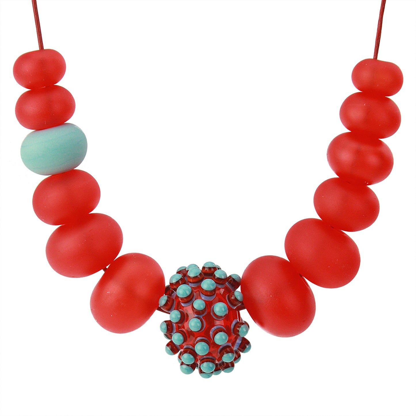 Wholesale -Stacked dot necklace -Red and turquoise