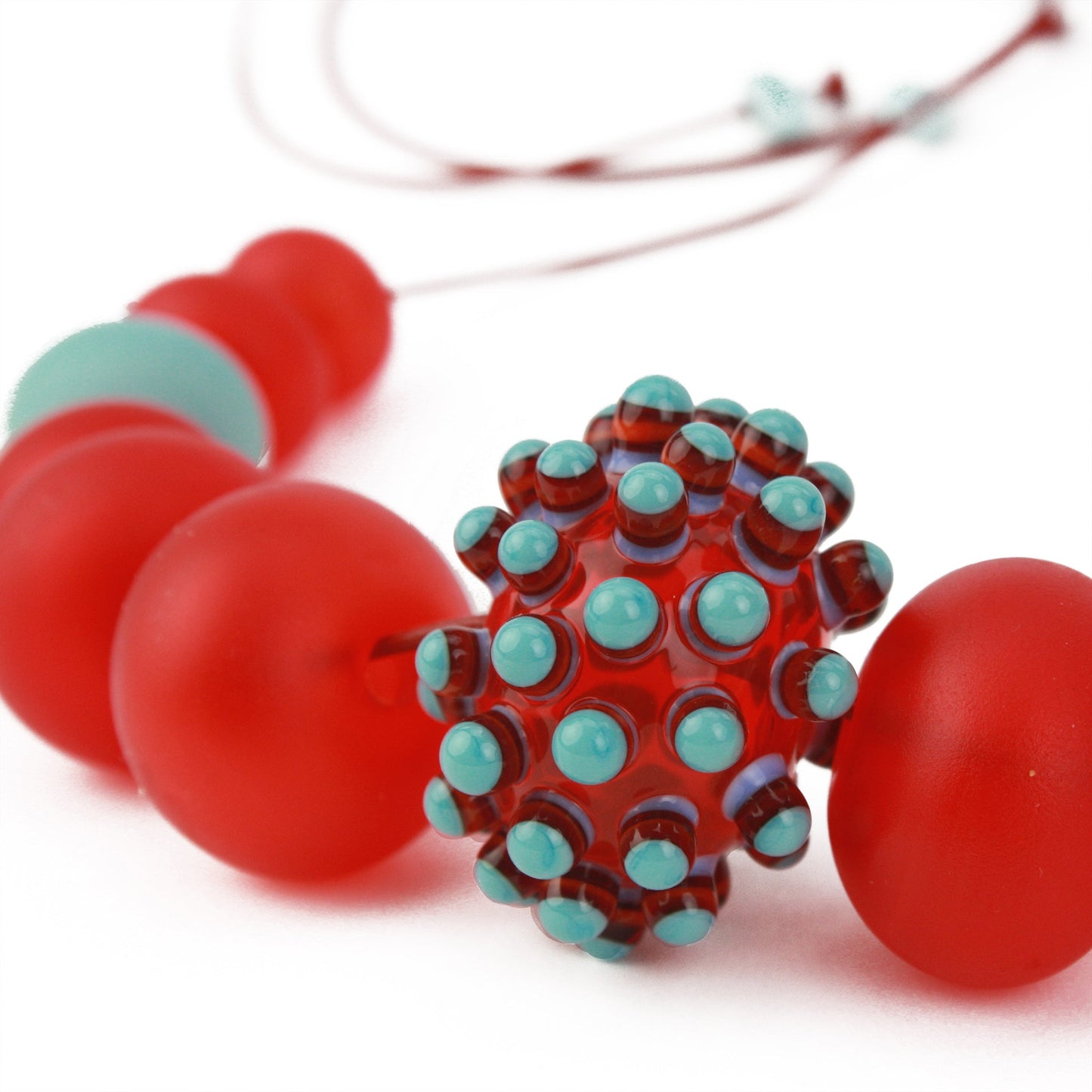 Wholesale -Stacked dot necklace -Red and turquoise