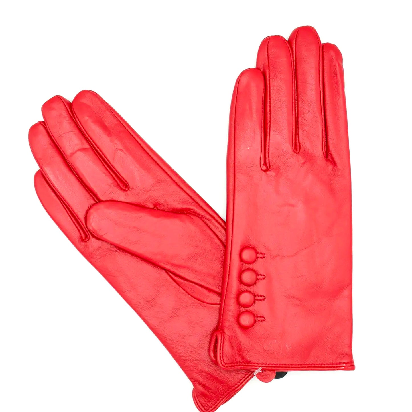 Classic leather gloves -red