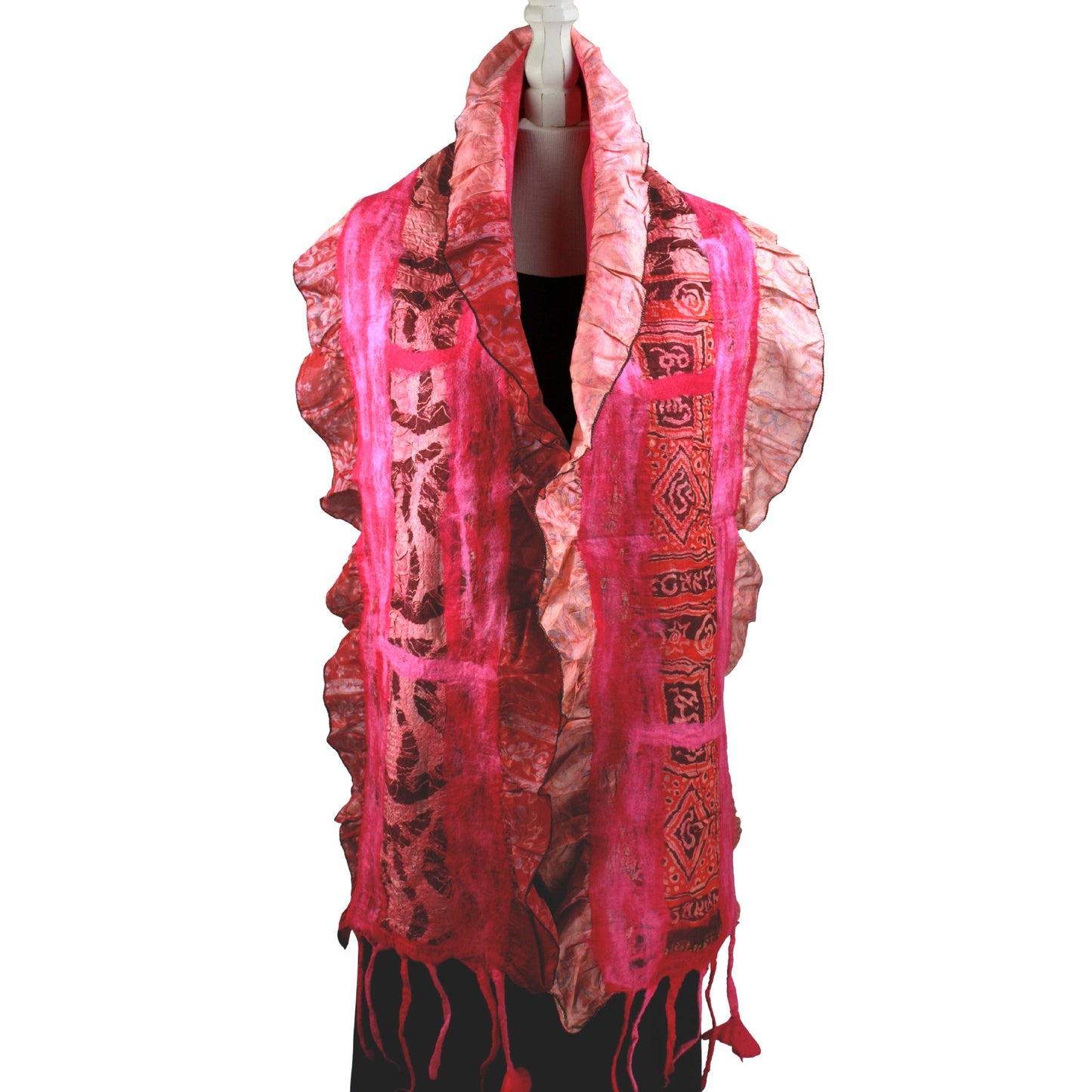 Sari collage scarf in pinks, salmon, blush and brown