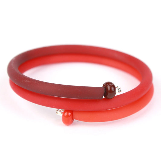 Double wrap bracelet - Dark red and orange