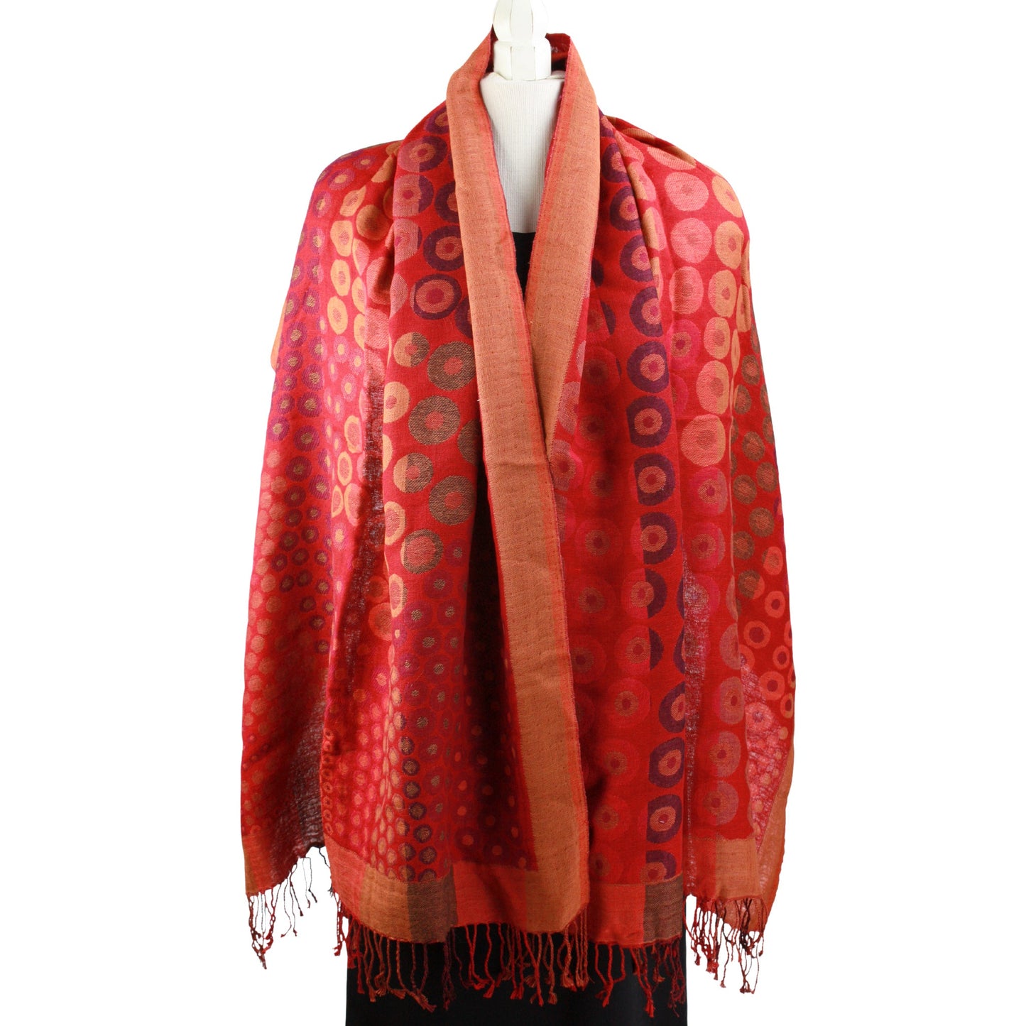 Kalya scarf in reds and oranges
