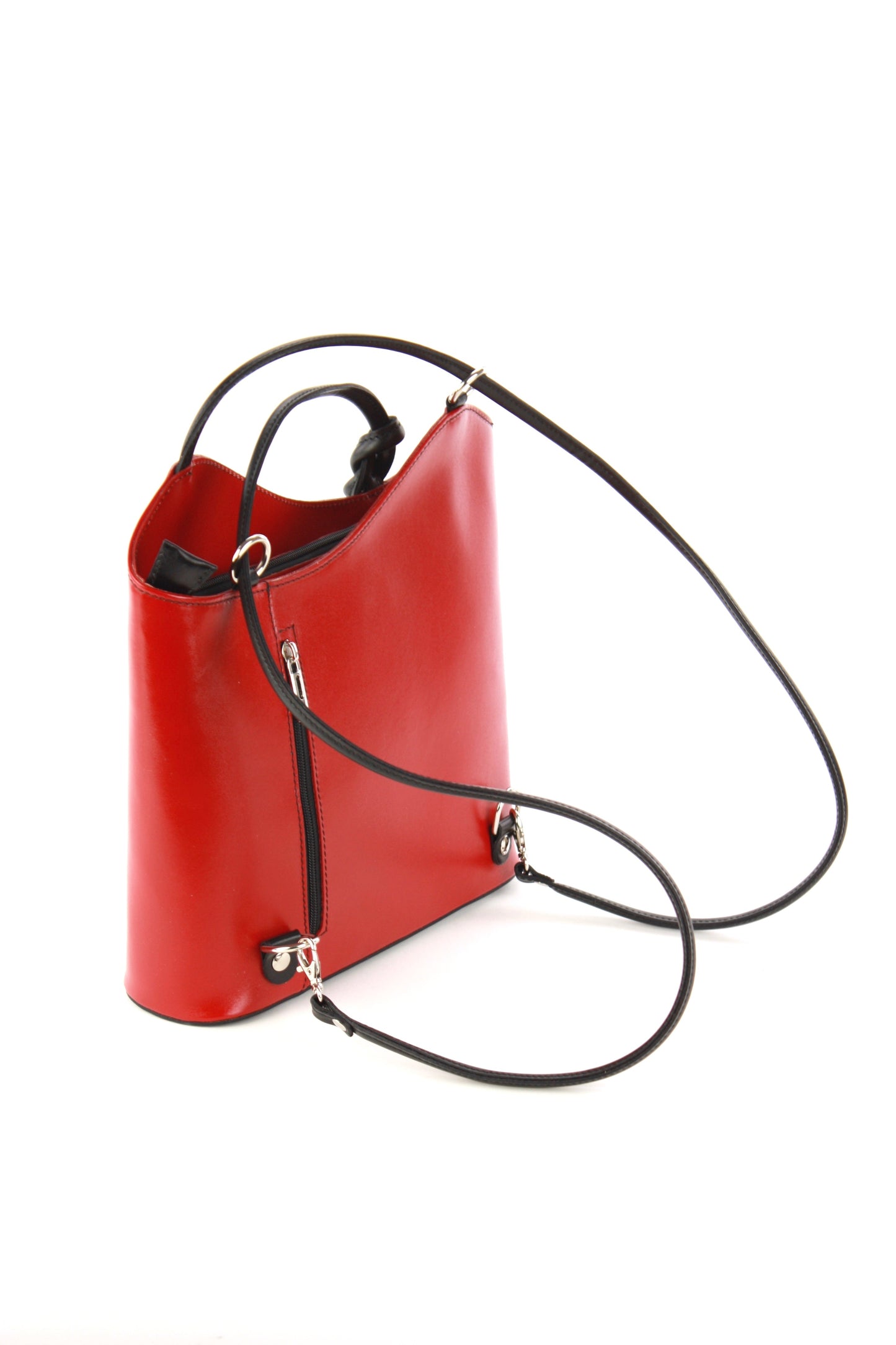 Cloe hand bag in red with black trim