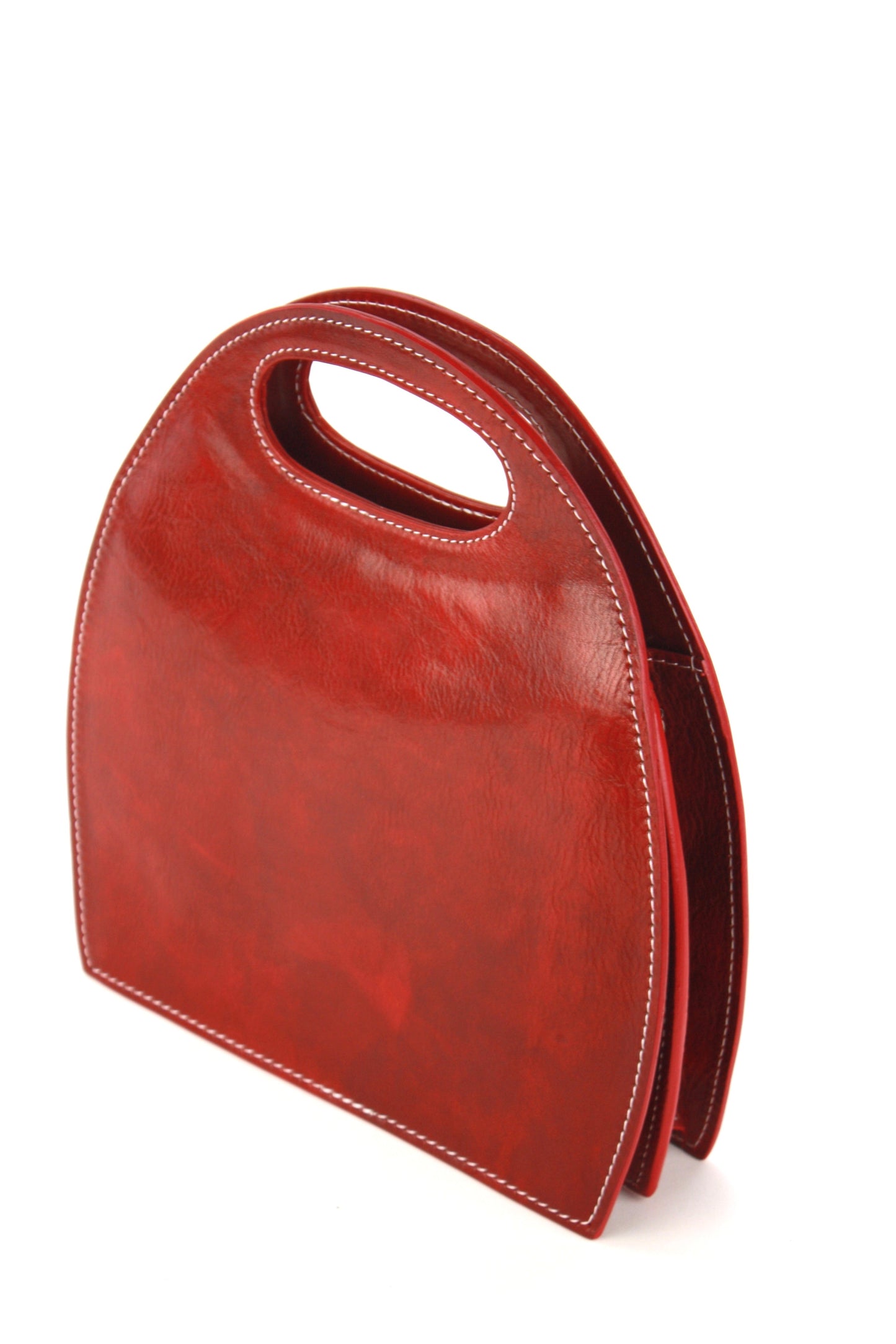 Semi Oval handbag in dark red